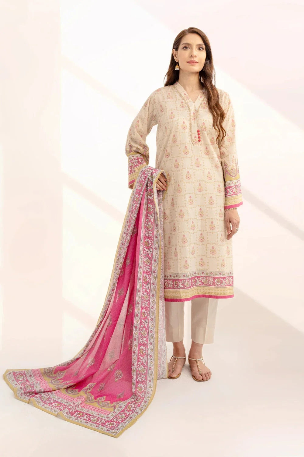 2PC Unstitched Printed Lawn Shirt and Dupatta KSD-3226 Printed KHAS STORES