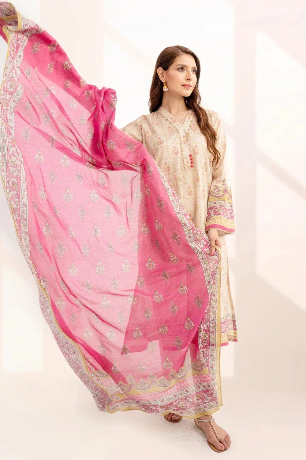 2PC Unstitched Printed Lawn Shirt and Dupatta KSD-3226 Printed KHAS STORES