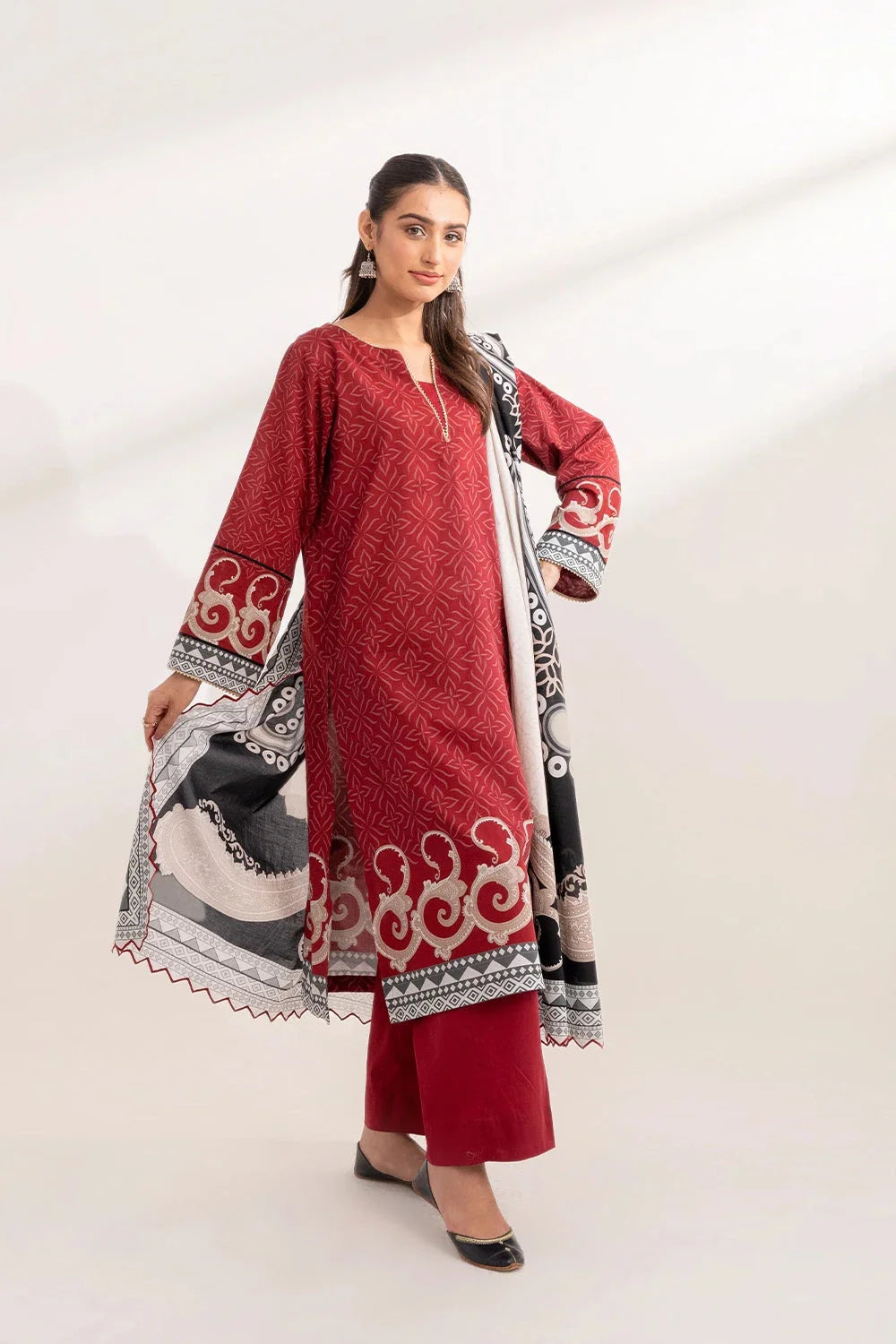 2PC Unstitched Printed Lawn Shirt and Dupatta KSD-3231 Printed KHAS STORES