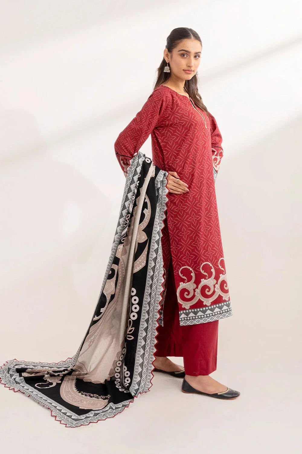 2PC Unstitched Printed Lawn Shirt and Dupatta KSD-3231 Printed KHAS STORES