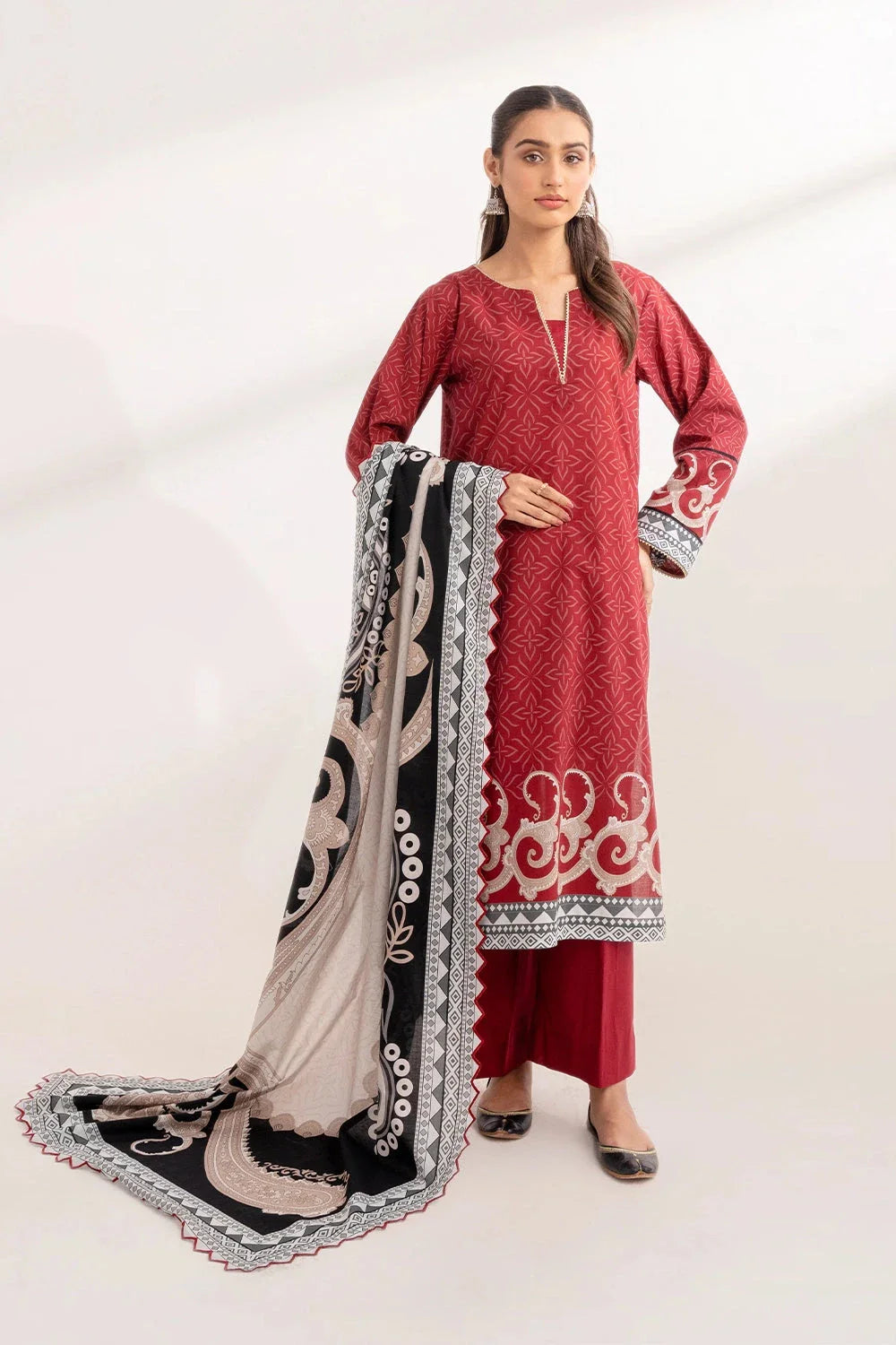 2PC Unstitched Printed Lawn Shirt and Dupatta KSD-3231 Printed KHAS STORES