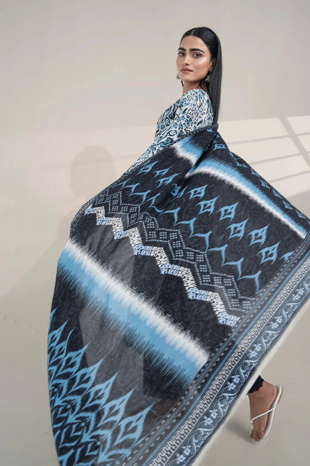 2PC Unstitched Printed Lawn Shirt and Dupatta KSD-3380 Printed KHAS STORES