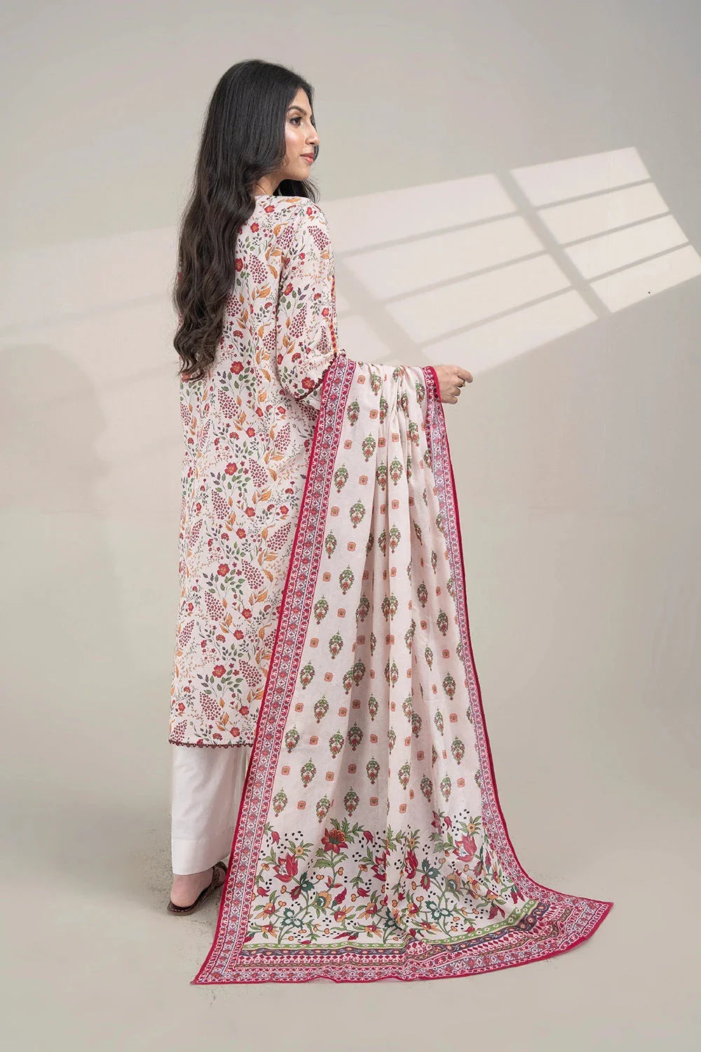 2PC Unstitched Printed Lawn Shirt and Dupatta KSD-3382 Printed KHAS STORES