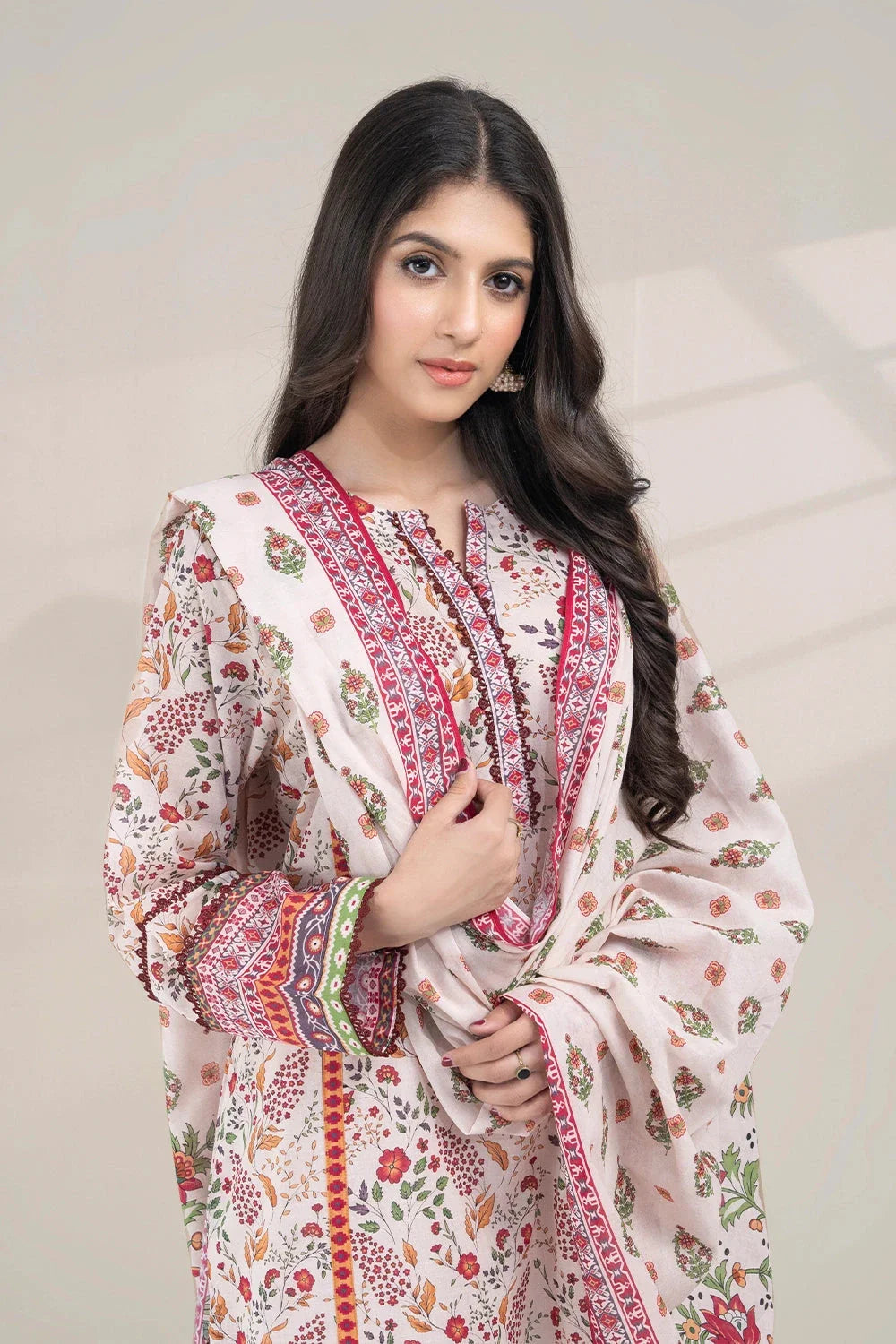 2PC Unstitched Printed Lawn Shirt and Dupatta KSD-3382 Printed KHAS STORES