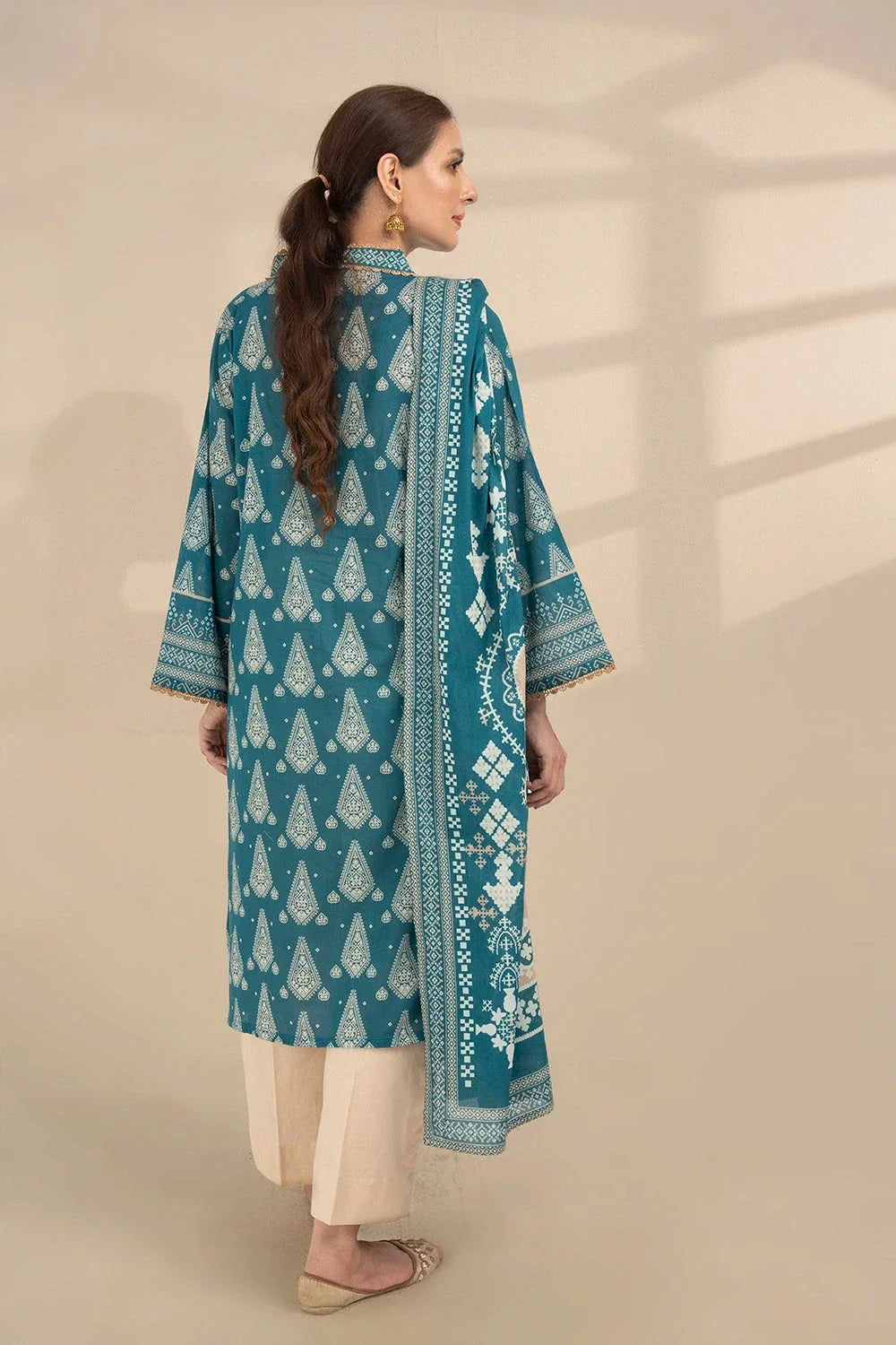 2PC Unstitched Printed Lawn Shirt and Dupatta KSD-3383 Printed KHAS STORES