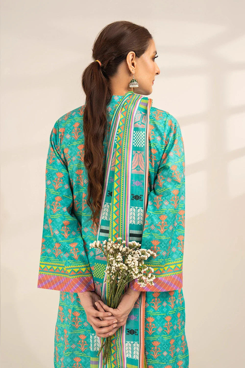 2PC Unstitched Printed Lawn Shirt and Dupatta KSD-3386 Printed KHAS STORES