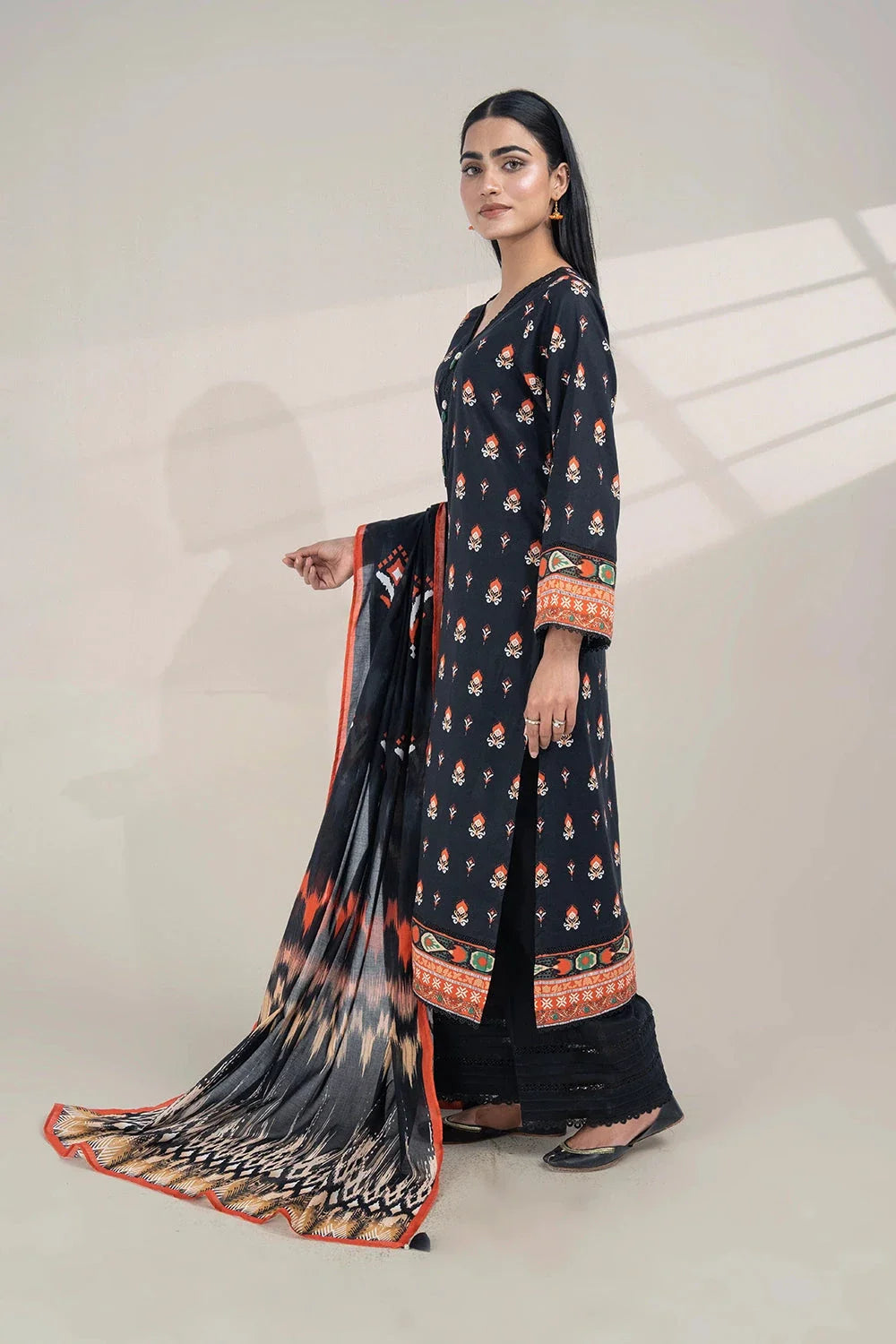 2PC Unstitched Printed Lawn Shirt and Dupatta KSD-3388 Printed KHAS STORES