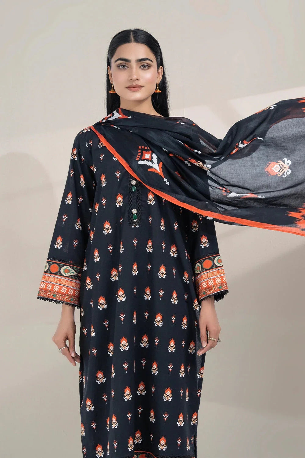 2PC Unstitched Printed Lawn Shirt and Dupatta KSD-3388 Printed KHAS STORES