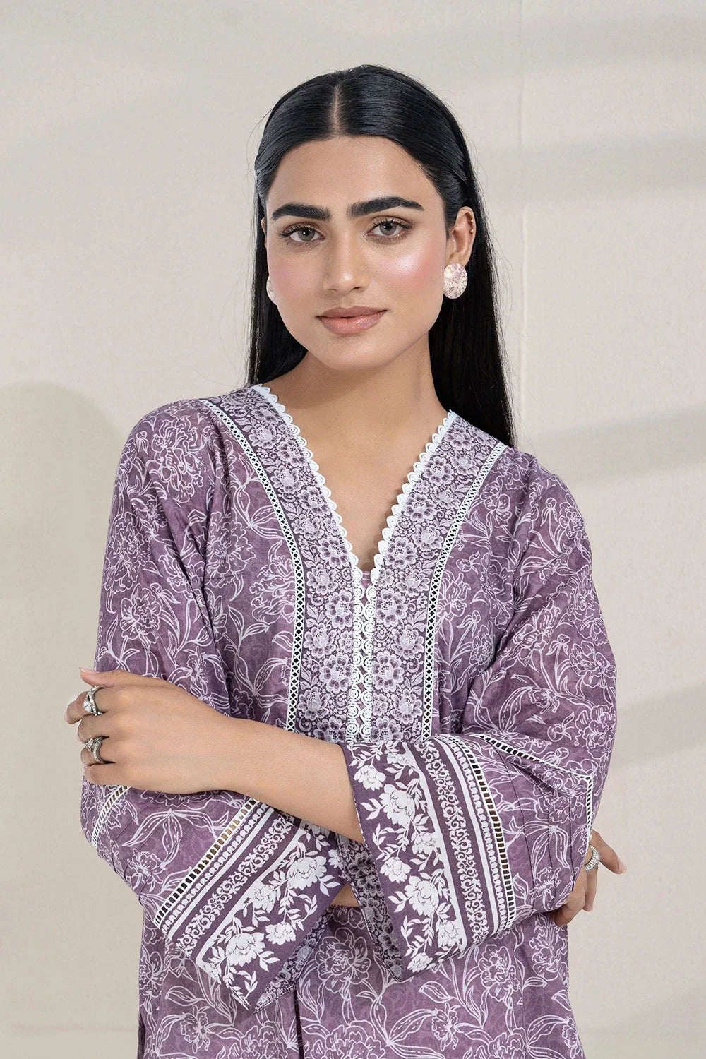 2PC Unstitched Printed Lawn Shirt and Dupatta KSD-3389 Printed KHAS STORES
