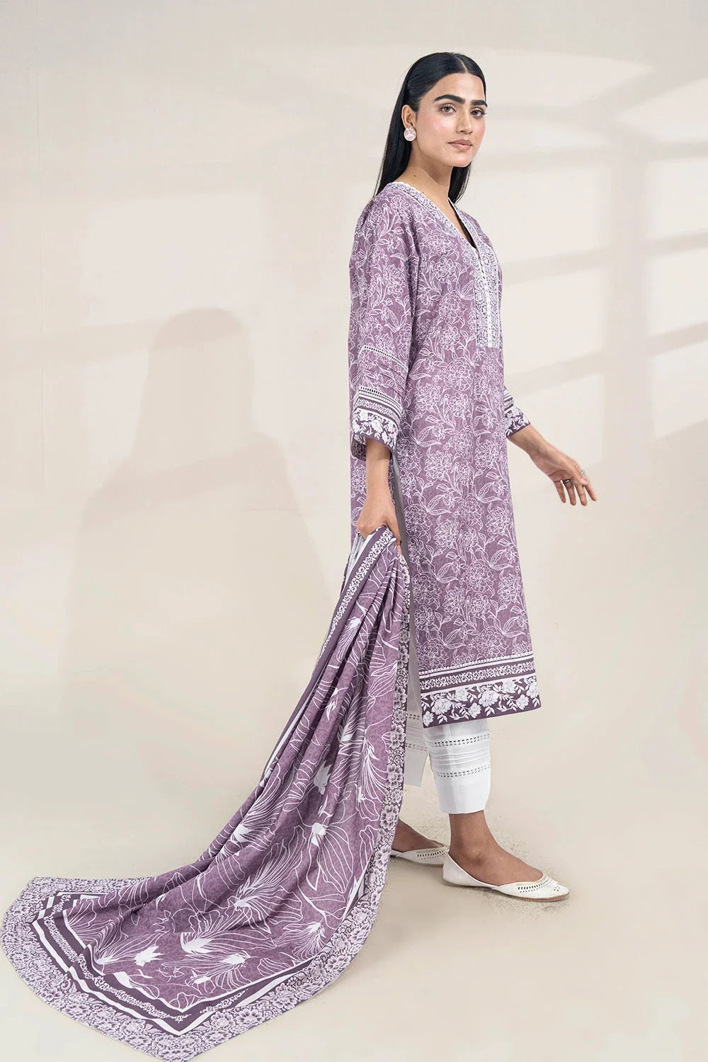 2PC Unstitched Printed Lawn Shirt and Dupatta KSD-3389 Printed KHAS STORES