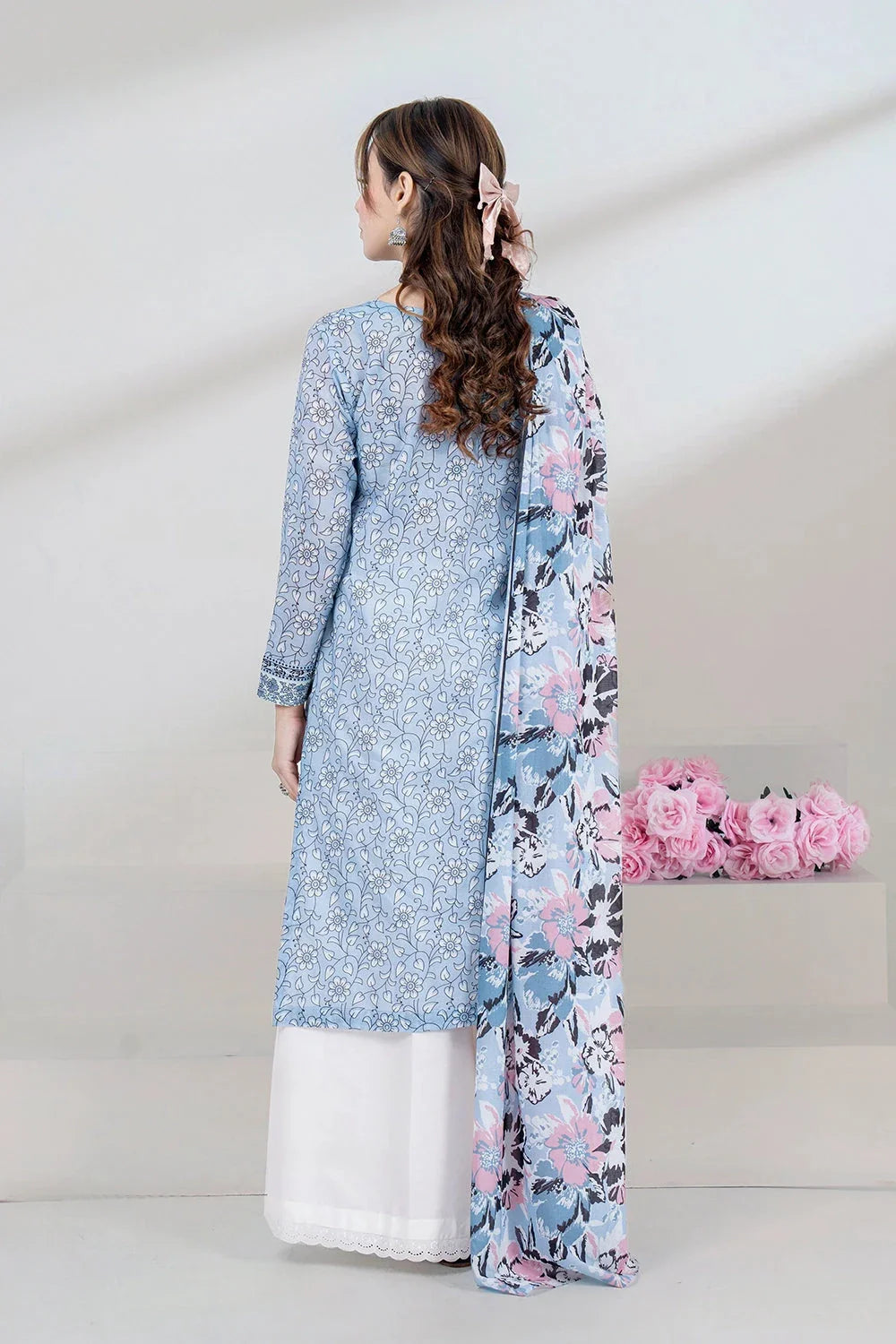 2PC Unstitched Printed Lawn Shirt and Dupatta KSD-3444 Printed KHAS STORES