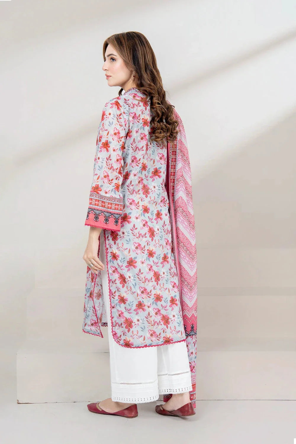 2PC Unstitched Printed Lawn Shirt and Dupatta KSD-3448 Printed KHAS STORES