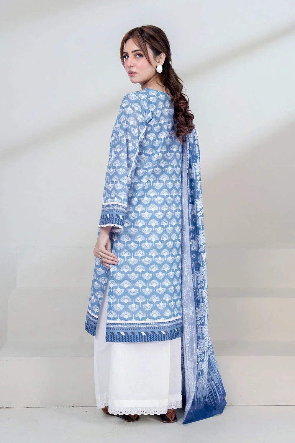 2PC Unstitched Printed Lawn Shirt and Dupatta KSD-3454 Printed KHAS STORES
