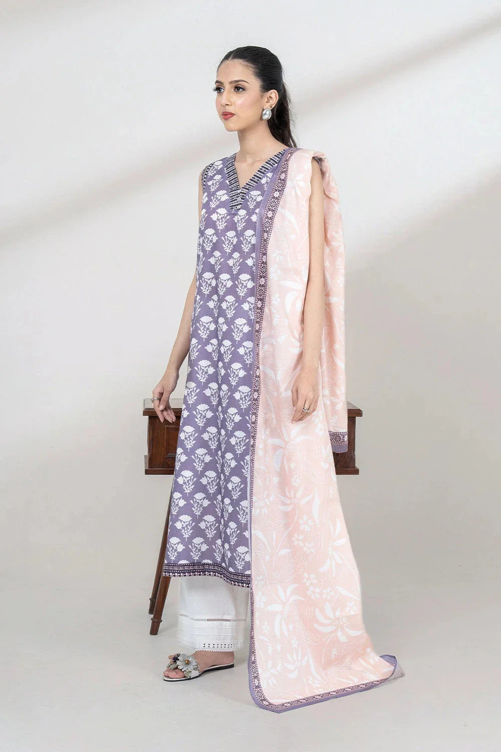 2PC Unstitched Printed Lawn Shirt and Dupatta KSD-3455 Printed KHAS STORES