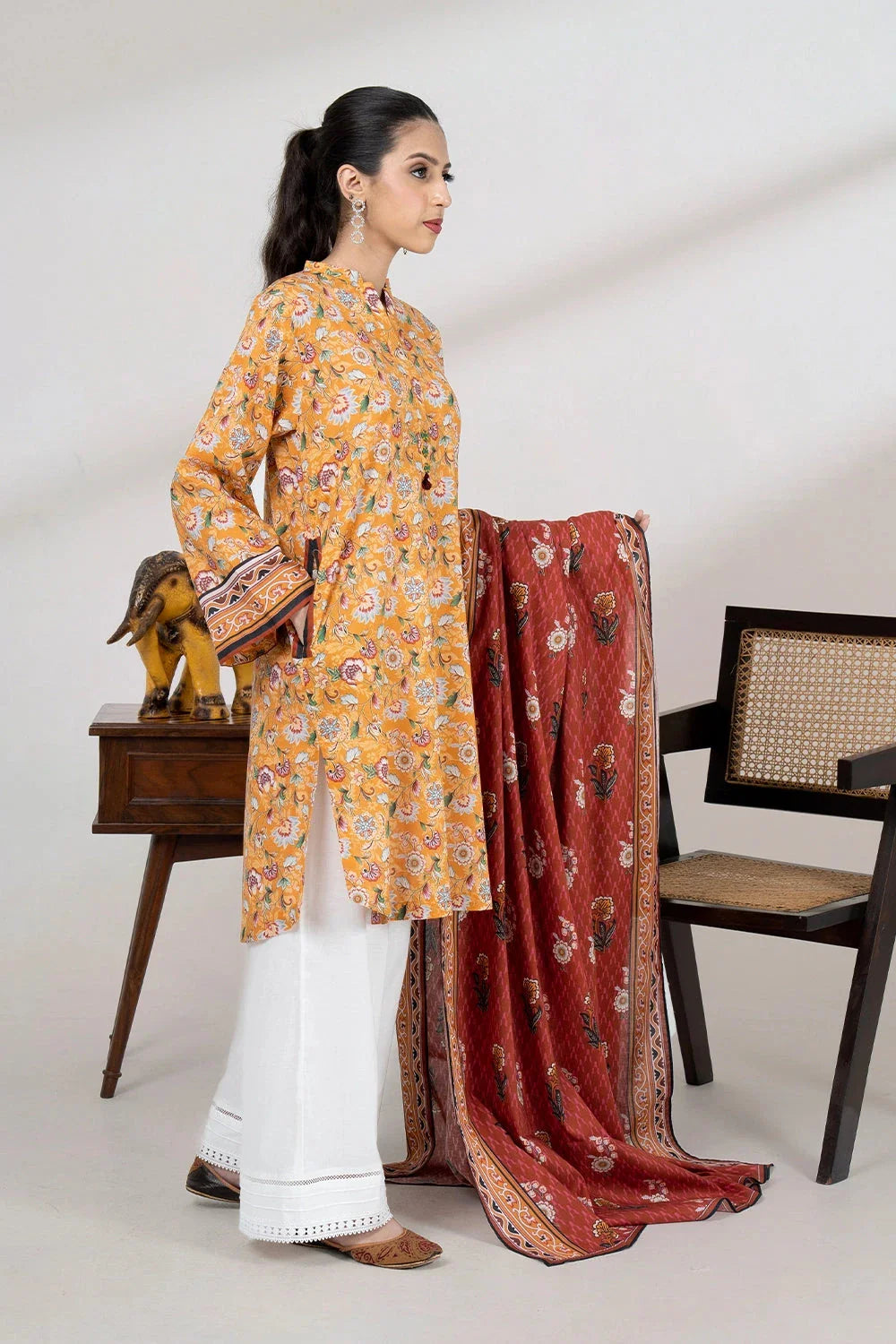2PC Unstitched Printed Lawn Shirt and Dupatta KSD-3456 Printed KHAS STORES