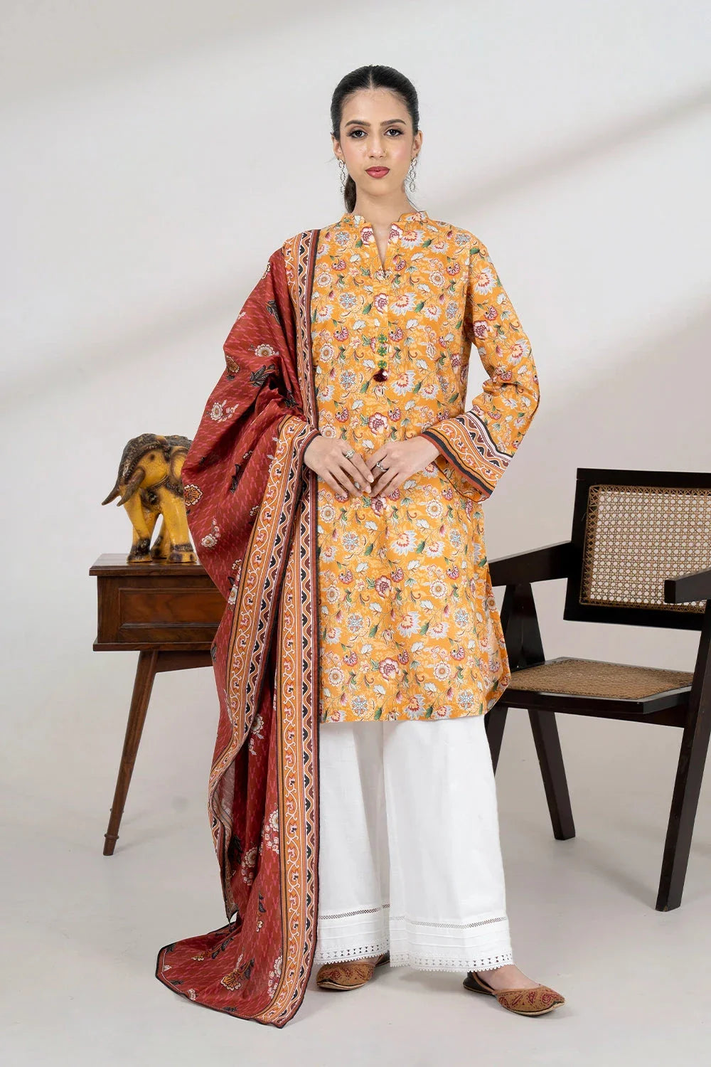 2PC Unstitched Printed Lawn Shirt and Dupatta KSD-3456 Printed KHAS STORES