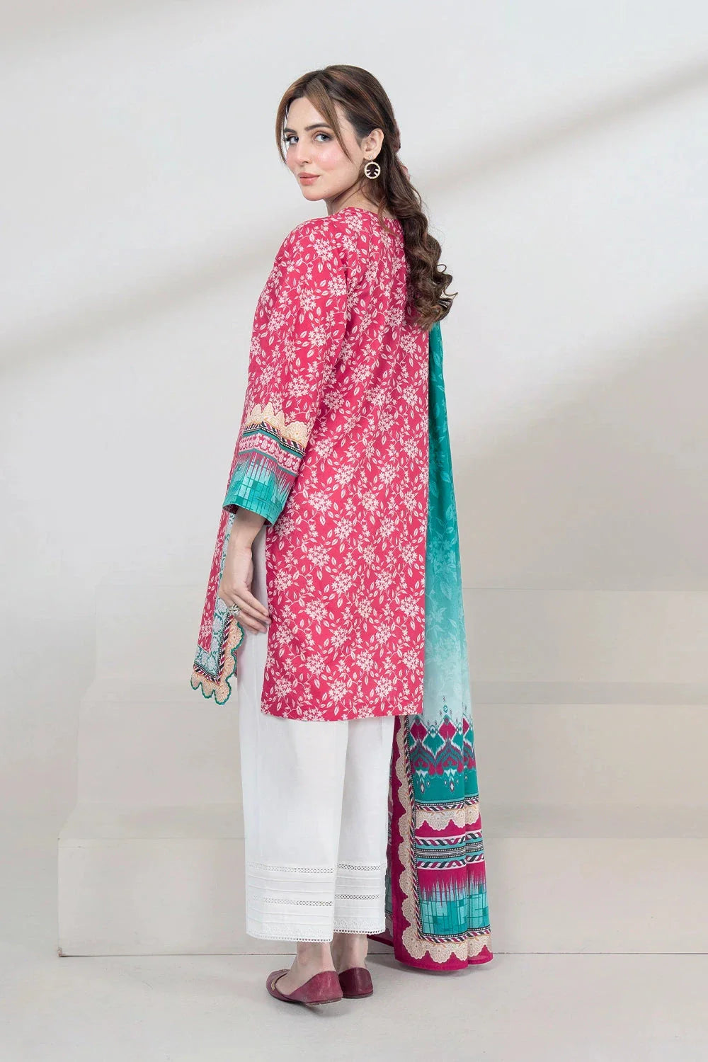 2PC Unstitched Printed Lawn Shirt and Dupatta KSD-3457 Printed KHAS STORES