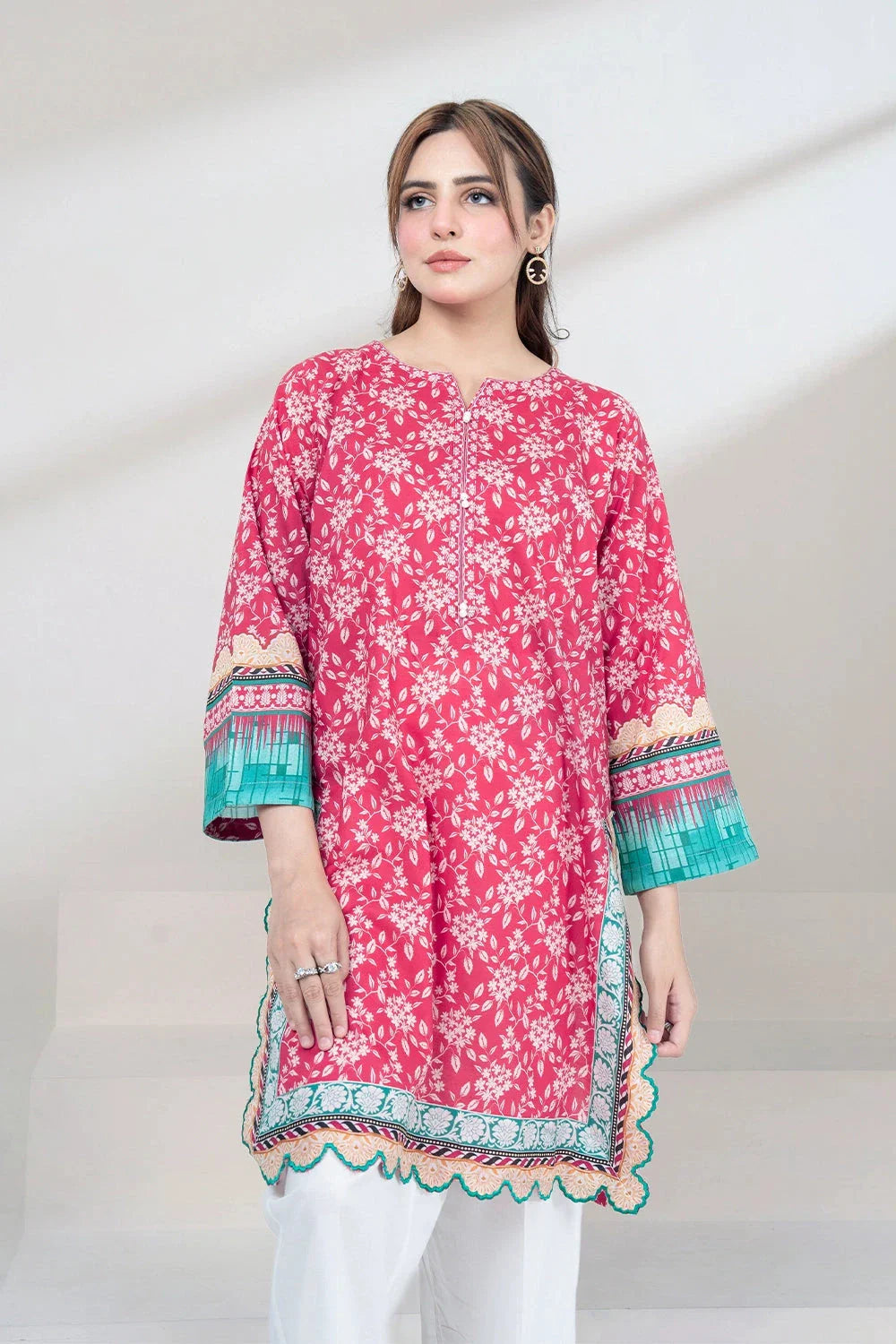 2PC Unstitched Printed Lawn Shirt and Dupatta KSD-3457 Printed KHAS STORES