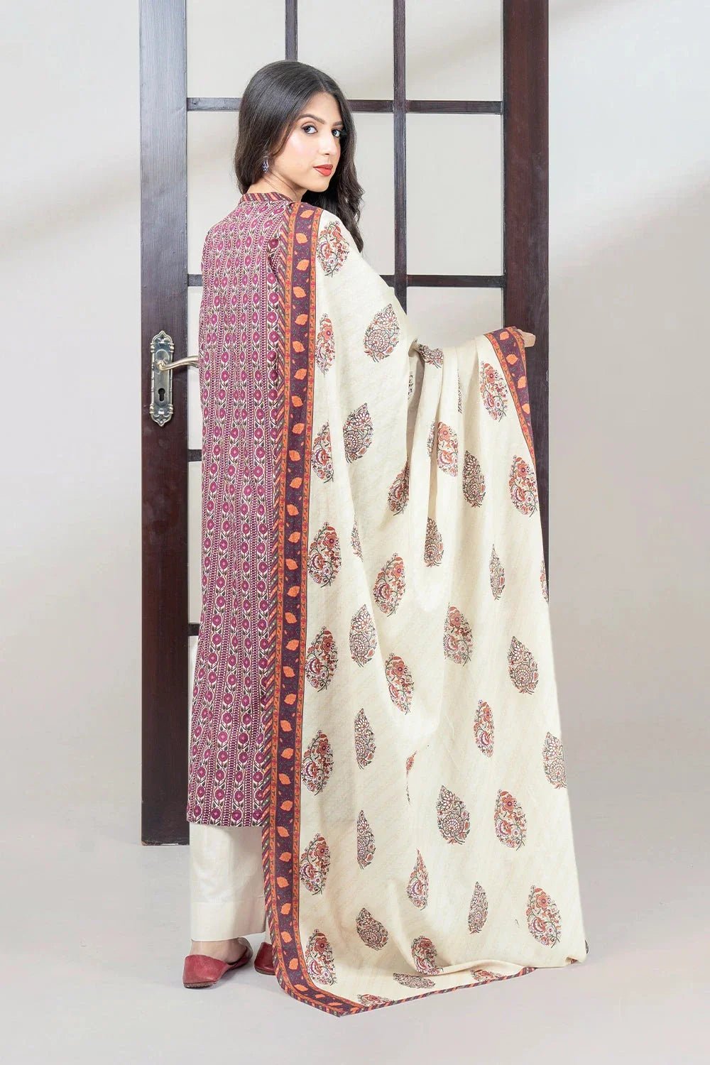2PC Unstitched Printed Lawn Shirt and Dupatta KSD-3458 Printed KHAS STORES