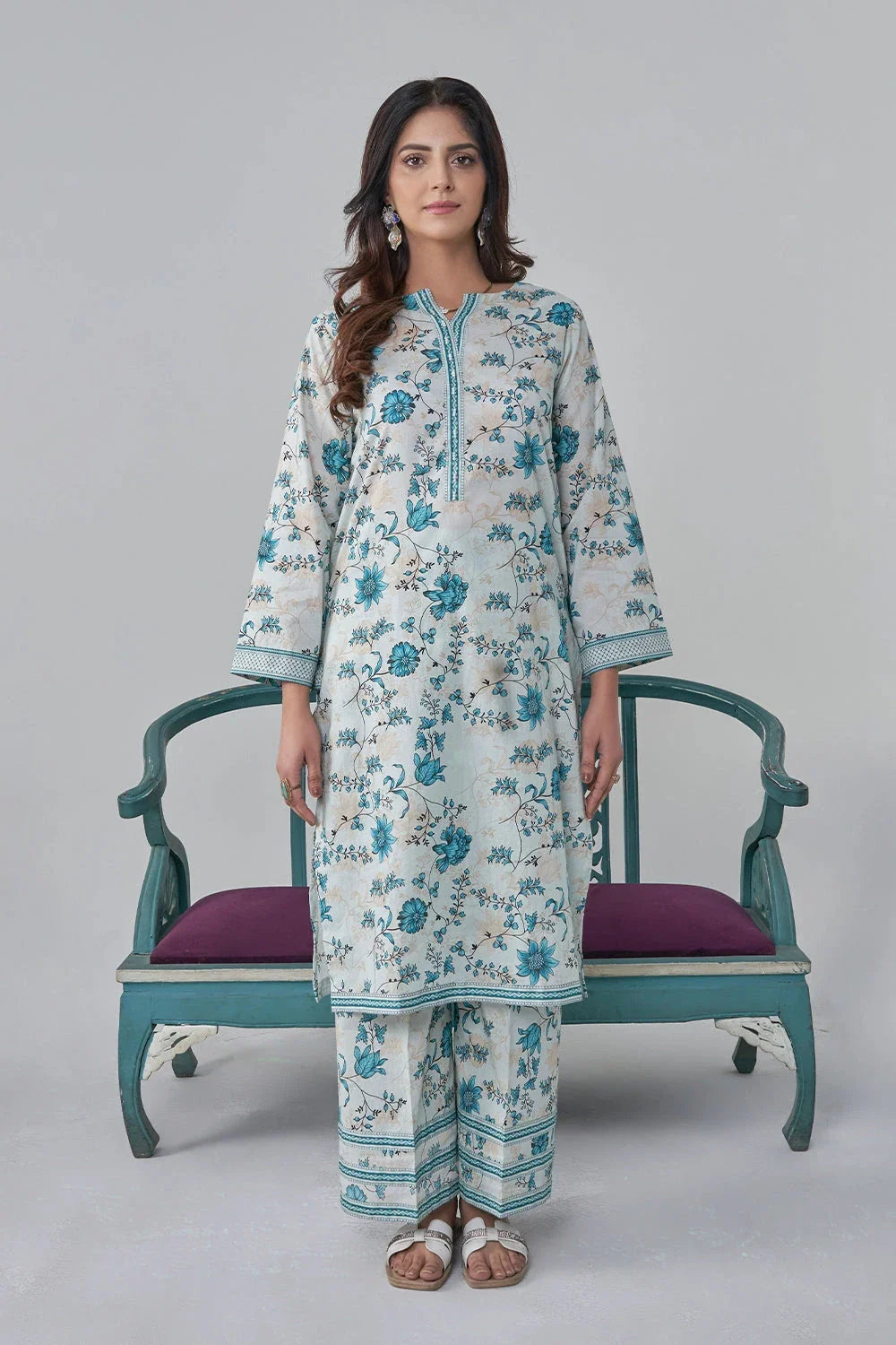 2PC Unstitched Printed Lawn Shirt and Trouser KST-3124 Printed KHAS STORES