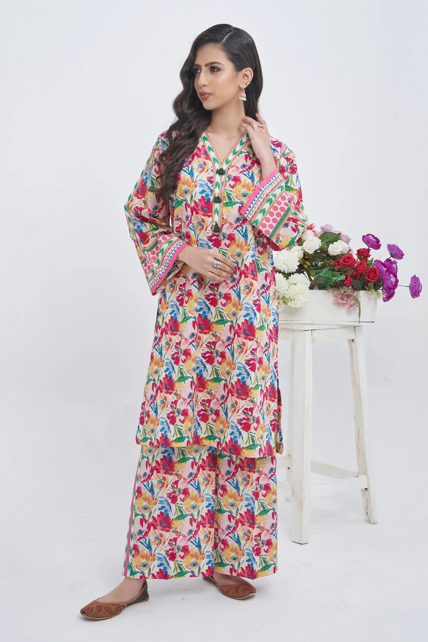2PC Unstitched Printed Lawn Shirt and Trouser KST-3128 Printed KHAS STORES