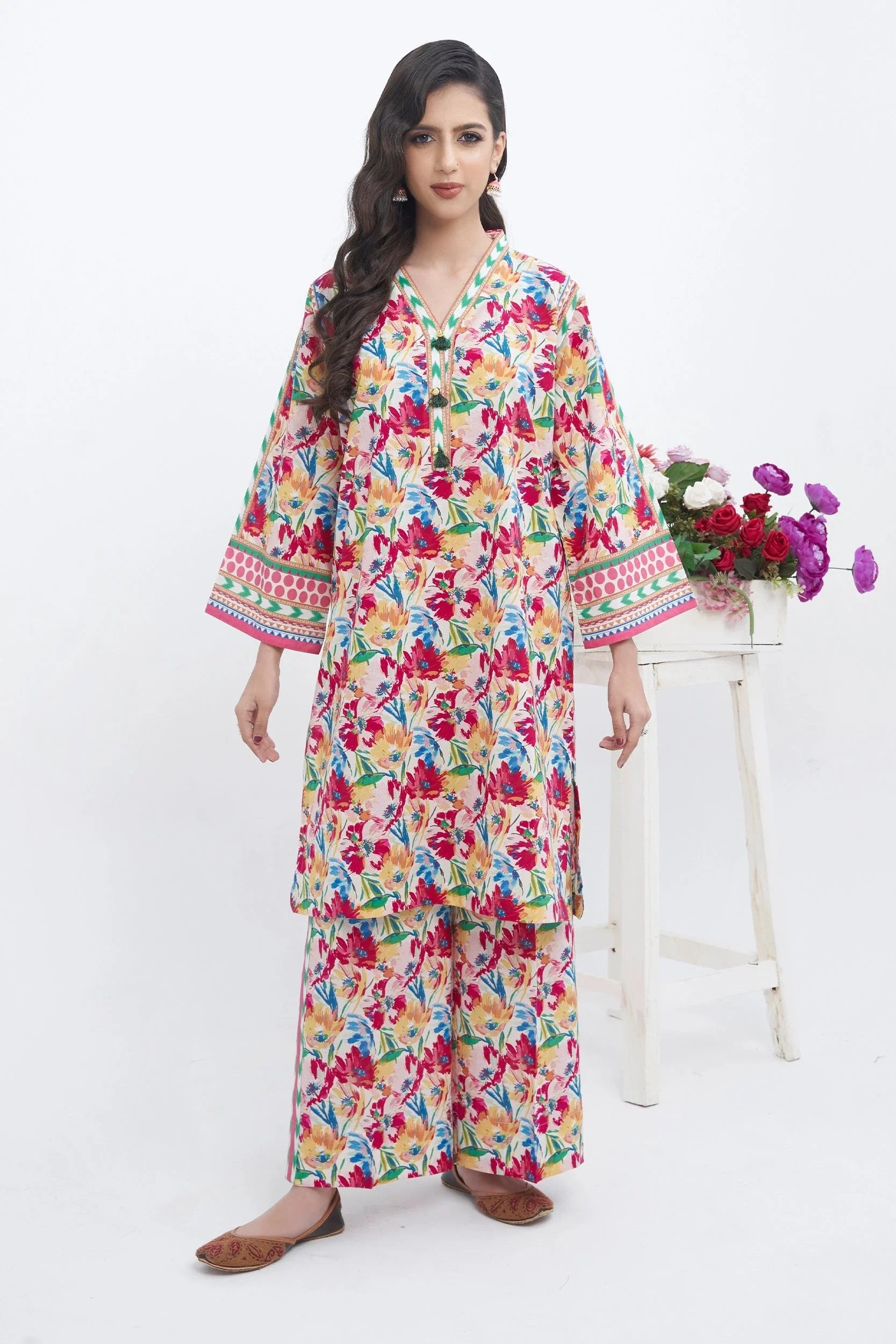 2PC Unstitched Printed Lawn Shirt and Trouser KST-3128 Printed KHAS STORES