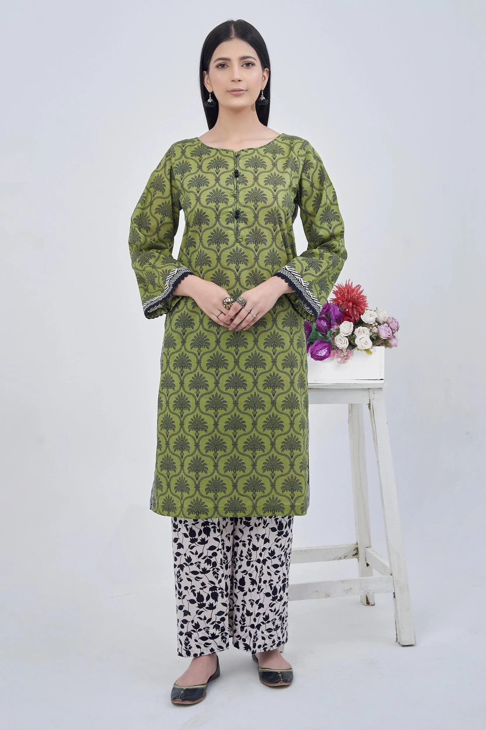 2PC Unstitched Printed Lawn Shirt and Trouser KST-3129 Printed KHAS STORES