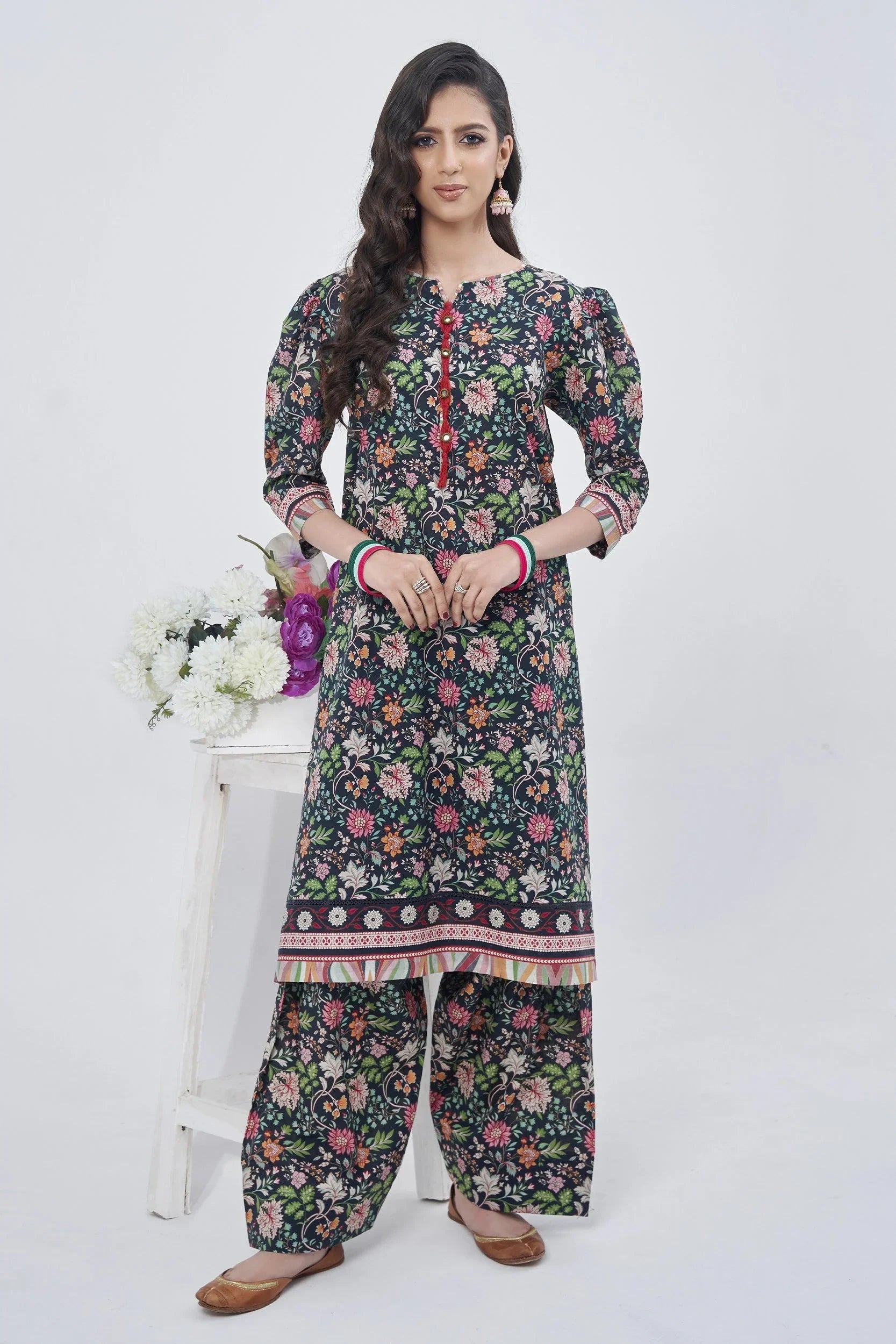 2PC Unstitched Printed Lawn Shirt and Trouser KST-3135 Printed KHAS STORES