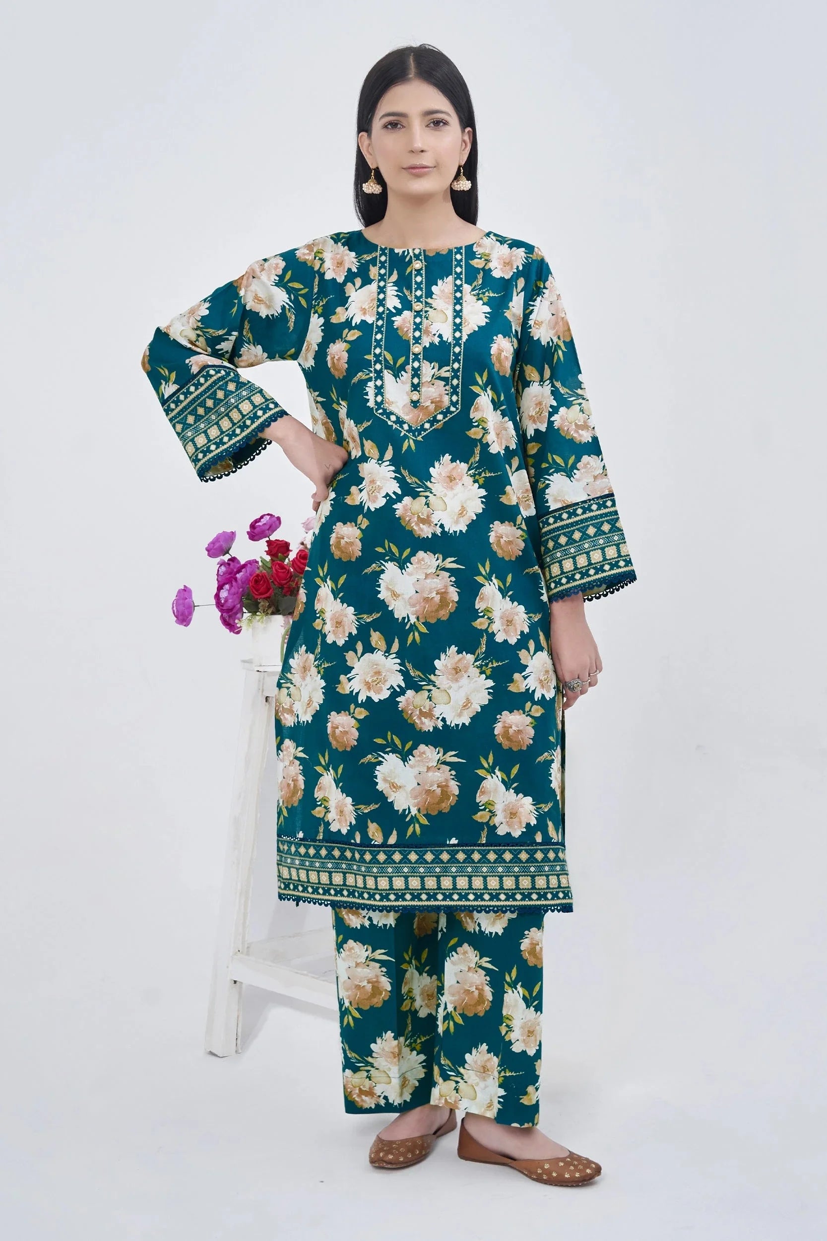 2PC Unstitched Printed Lawn Shirt and Trouser KST-3138 Printed KHAS STORES