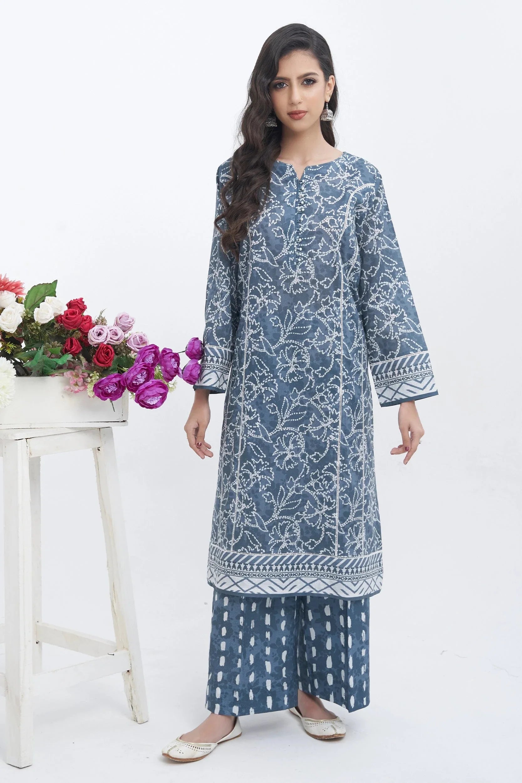 2PC Unstitched Printed Lawn Shirt and Trouser KST-3140 Printed KHAS STORES