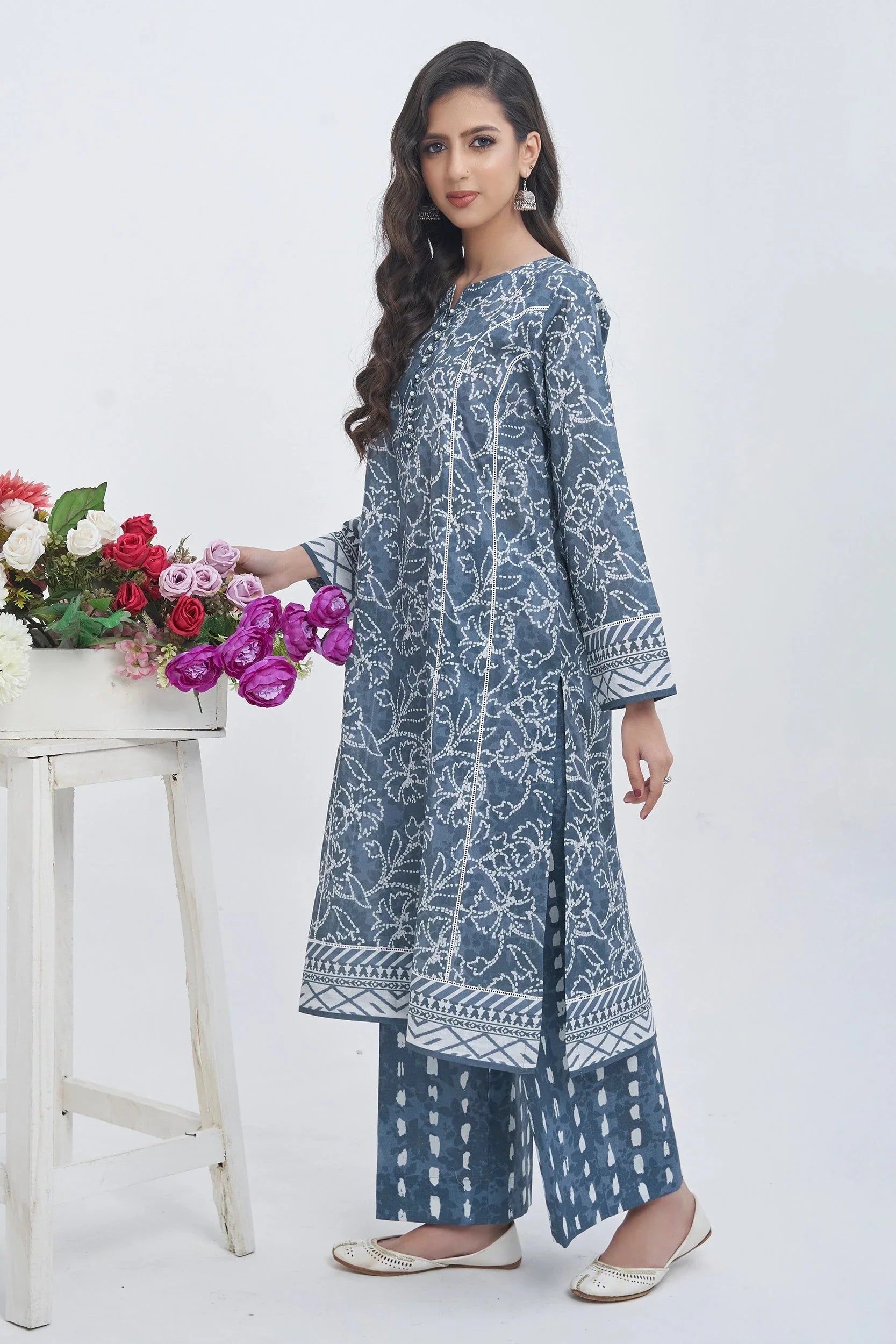 2PC Unstitched Printed Lawn Shirt and Trouser KST-3140 Printed KHAS STORES