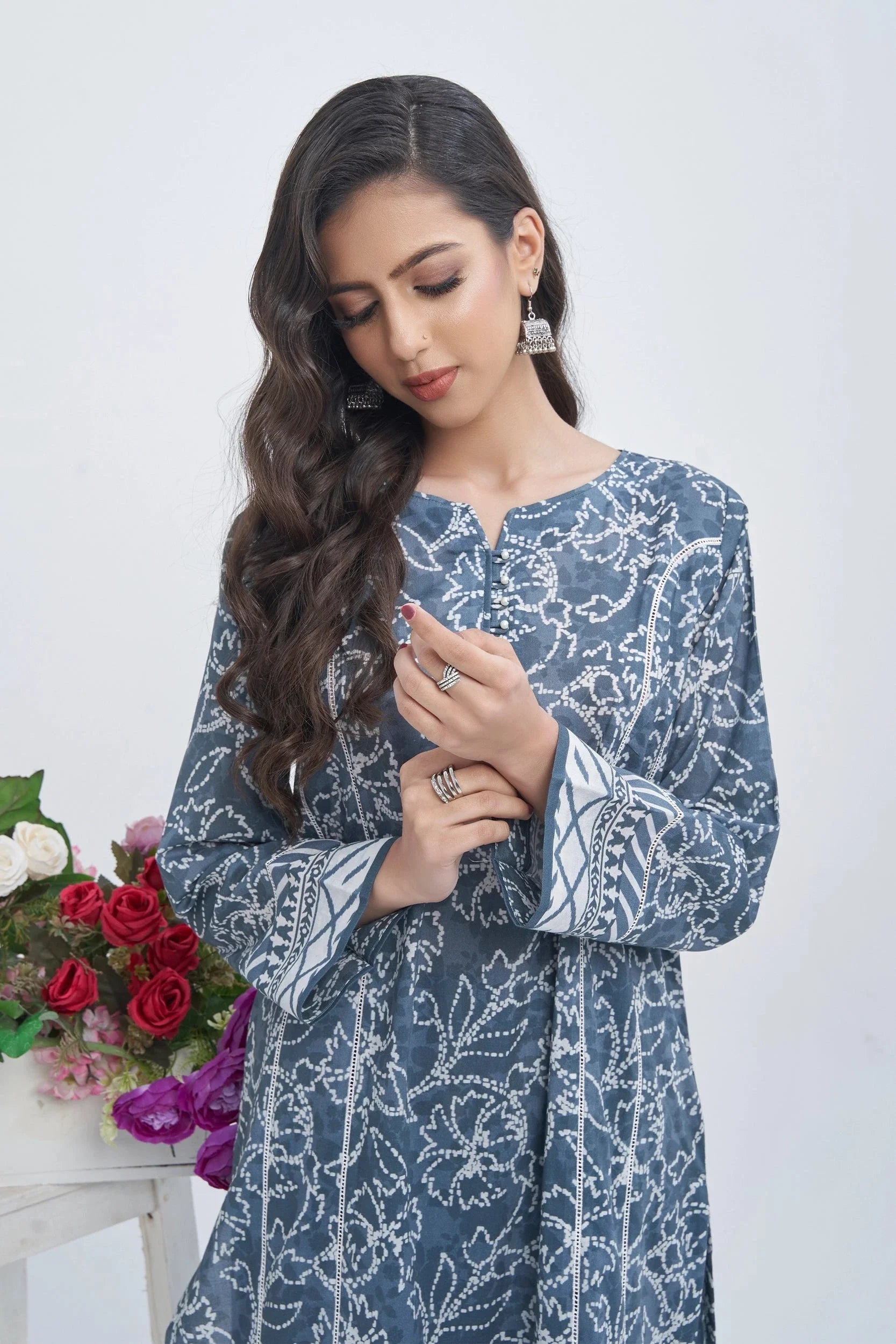 2PC Unstitched Printed Lawn Shirt and Trouser KST-3140 Printed KHAS STORES