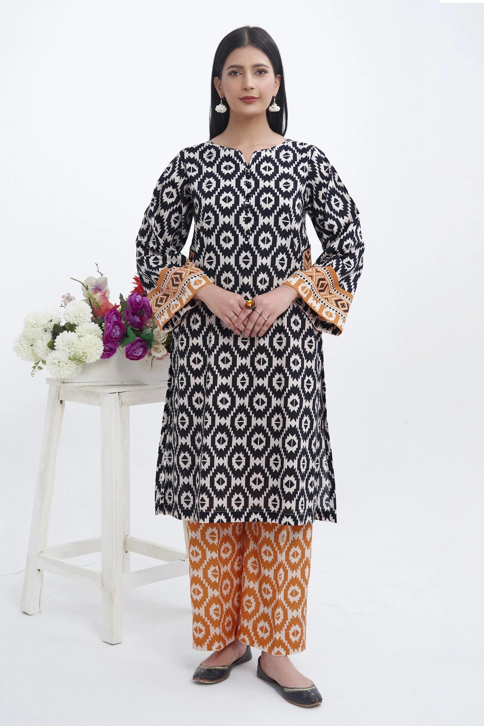 2PC Unstitched Printed Lawn Shirt and Trouser KST-3141 Printed KHAS STORES