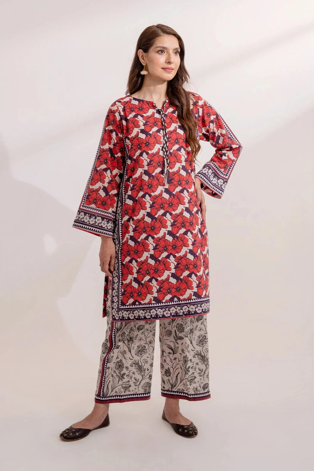 2PC Unstitched Printed Lawn Shirt and Trouser KST-3242 Printed KHAS STORES
