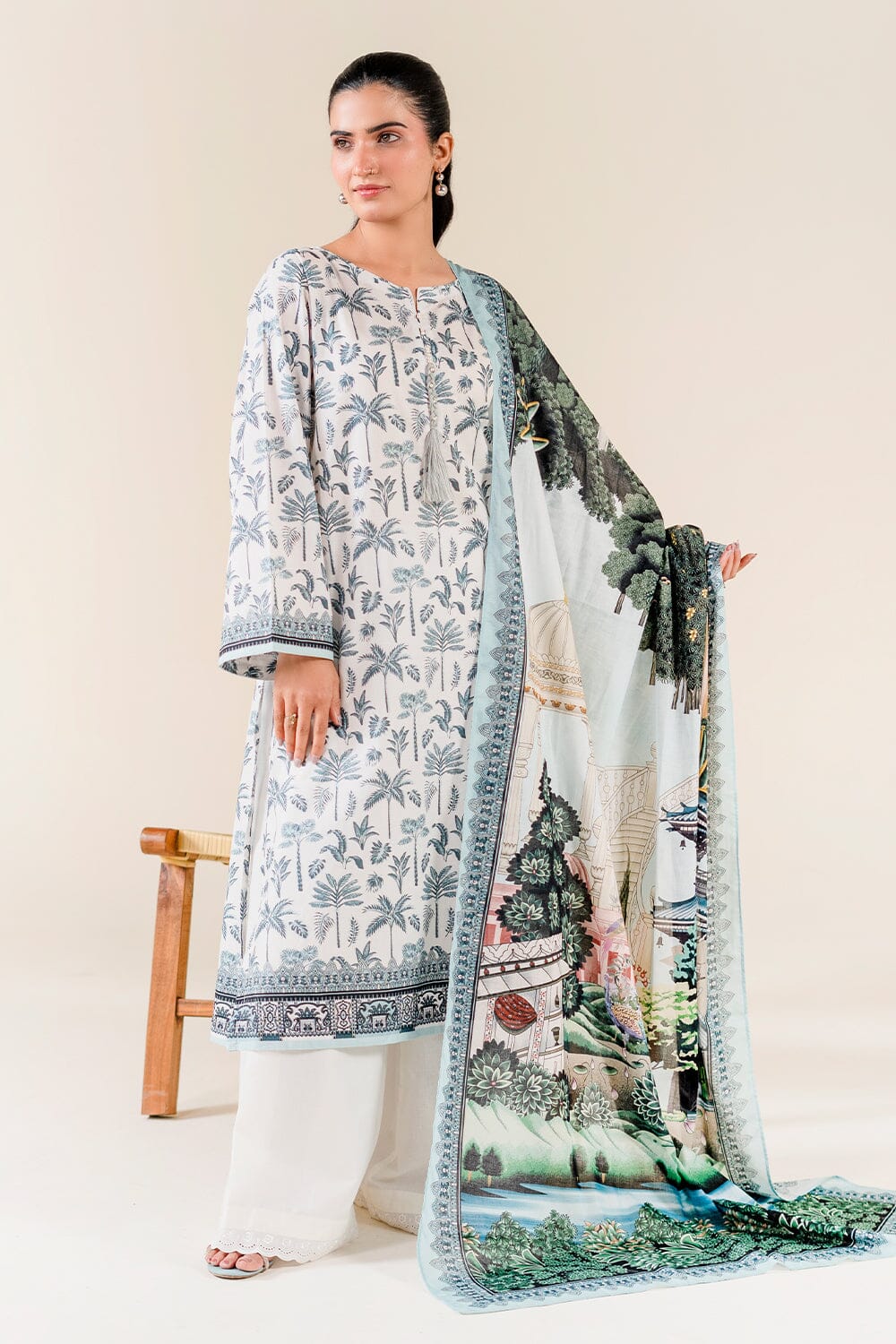 2PC Unstitched Printed Lawn Shirt & Dupatta | KSD-3821 Printed KHAS STORES