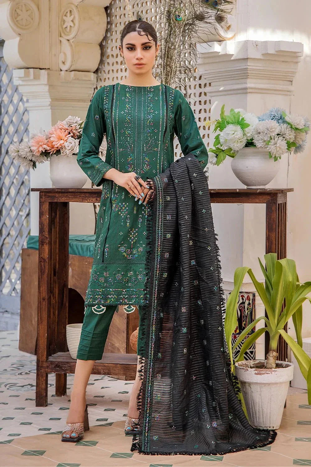 3 Pcs Unstitched Emb Khaddar Suit KKE-1616 KHAS STORES