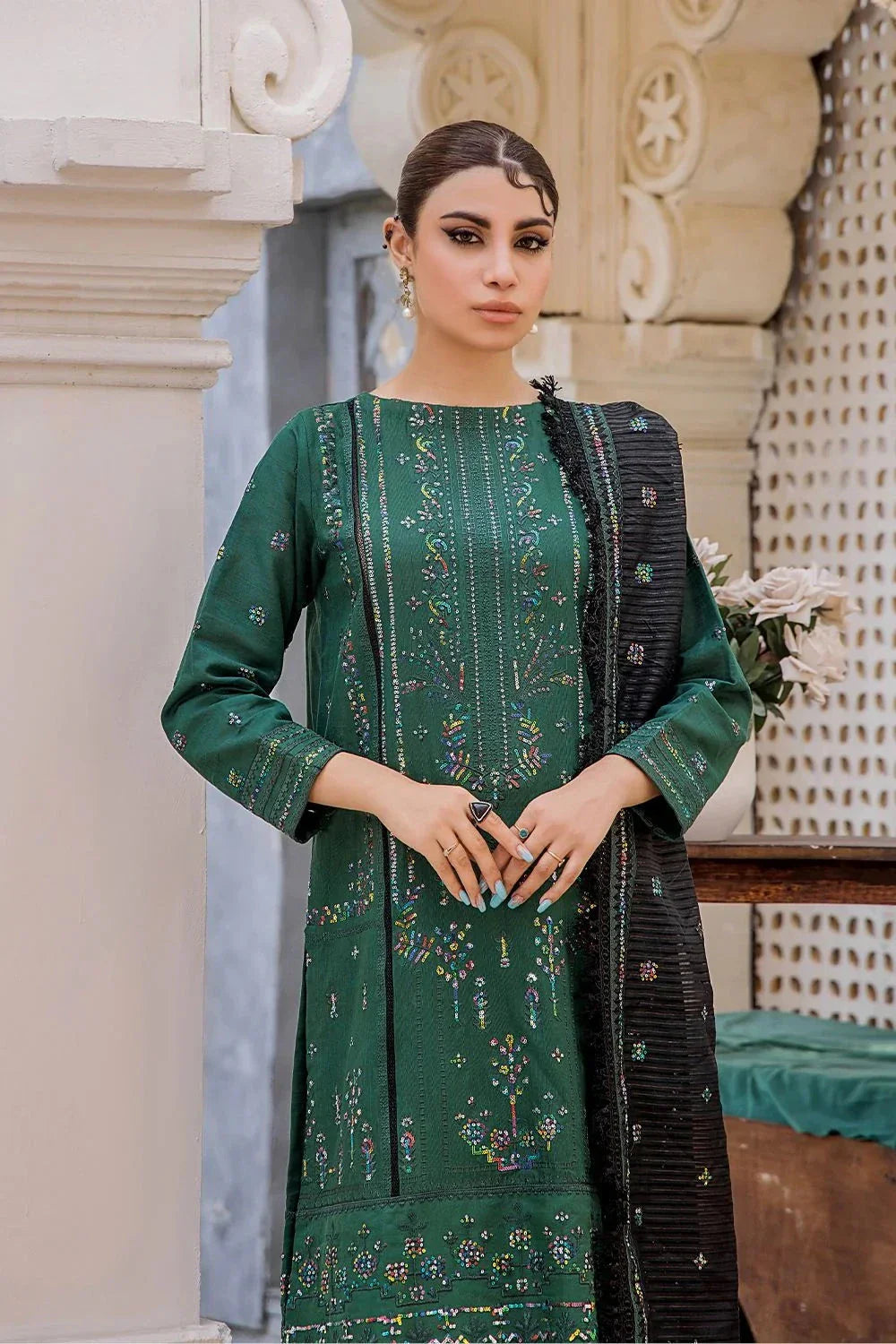 3 Pcs Unstitched Emb Khaddar Suit KKE-1616 KHAS STORES
