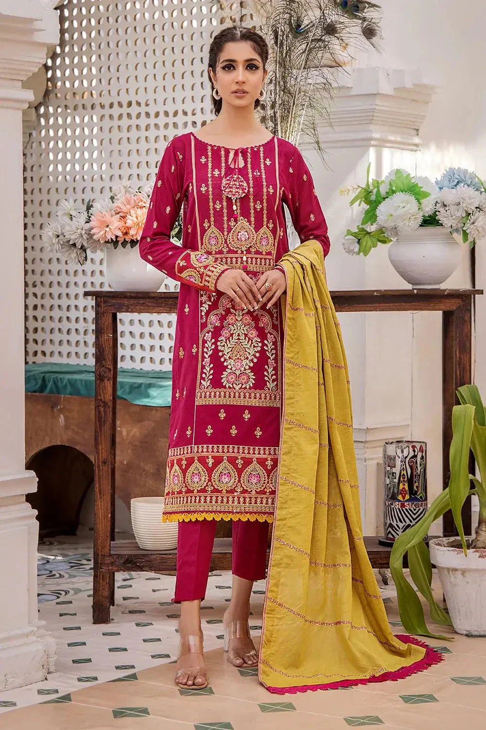 3 Pcs Unstitched Emb Khaddar Suit KKE-1618 KHAS STORES