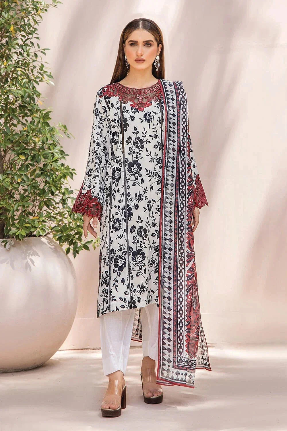 3 Piece Unstitched Emb Cambric Suit KOE-2182 KHAS STORES