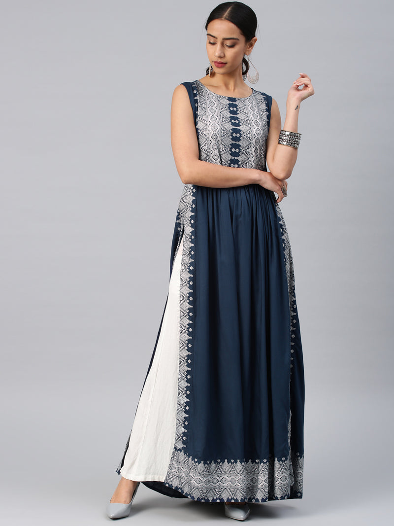 Navy Blue printed long kurta