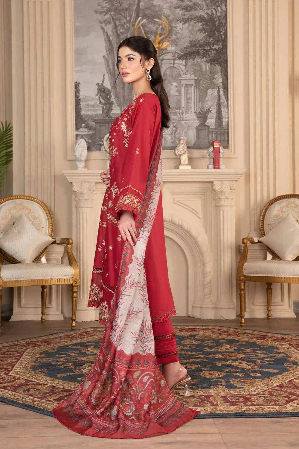 3PC Embroidered Unstitched Cambric Suit KCCE-3521 Embroidered KHAS STORES