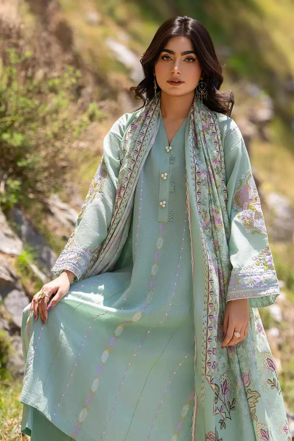 3PC Embroidered Unstitched Cambric Suit KSDE-2821 Embroidered KHAS STORES
