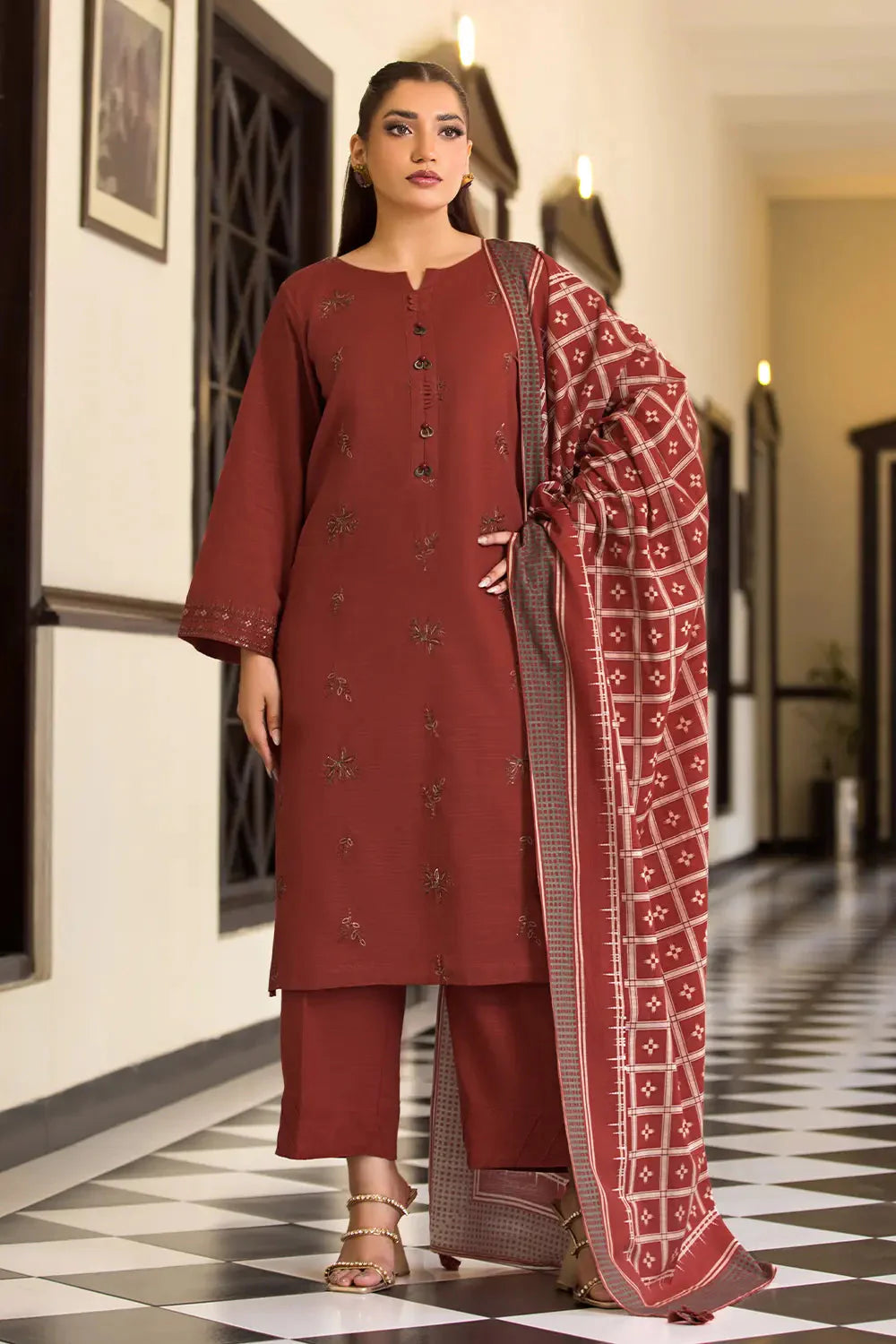 3PC Embroidered Unstitched Khaddar Suit KKE-2975 Embroidered KHAS STORES
