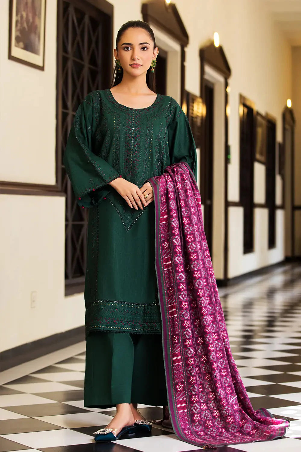 3PC Embroidered Unstitched Khaddar Suit KKE-2978 Embroidered KHAS STORES