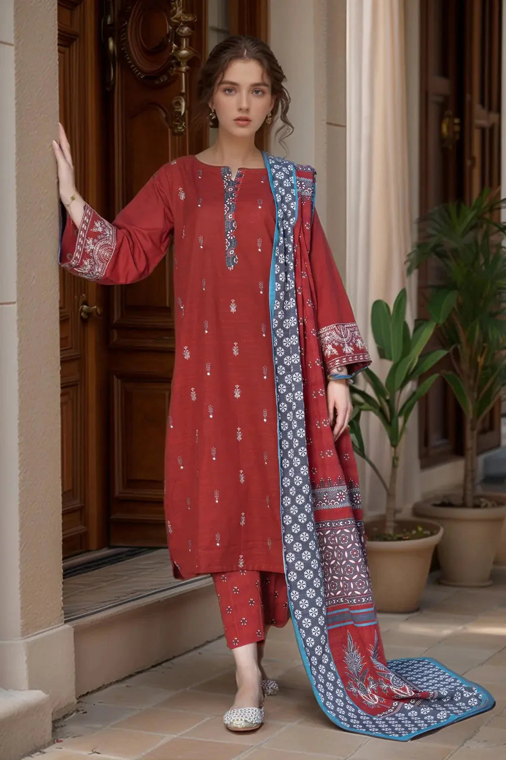 3PC Embroidered Unstitched Khaddar Suit KKE-2983 Embroidered KHAS STORES