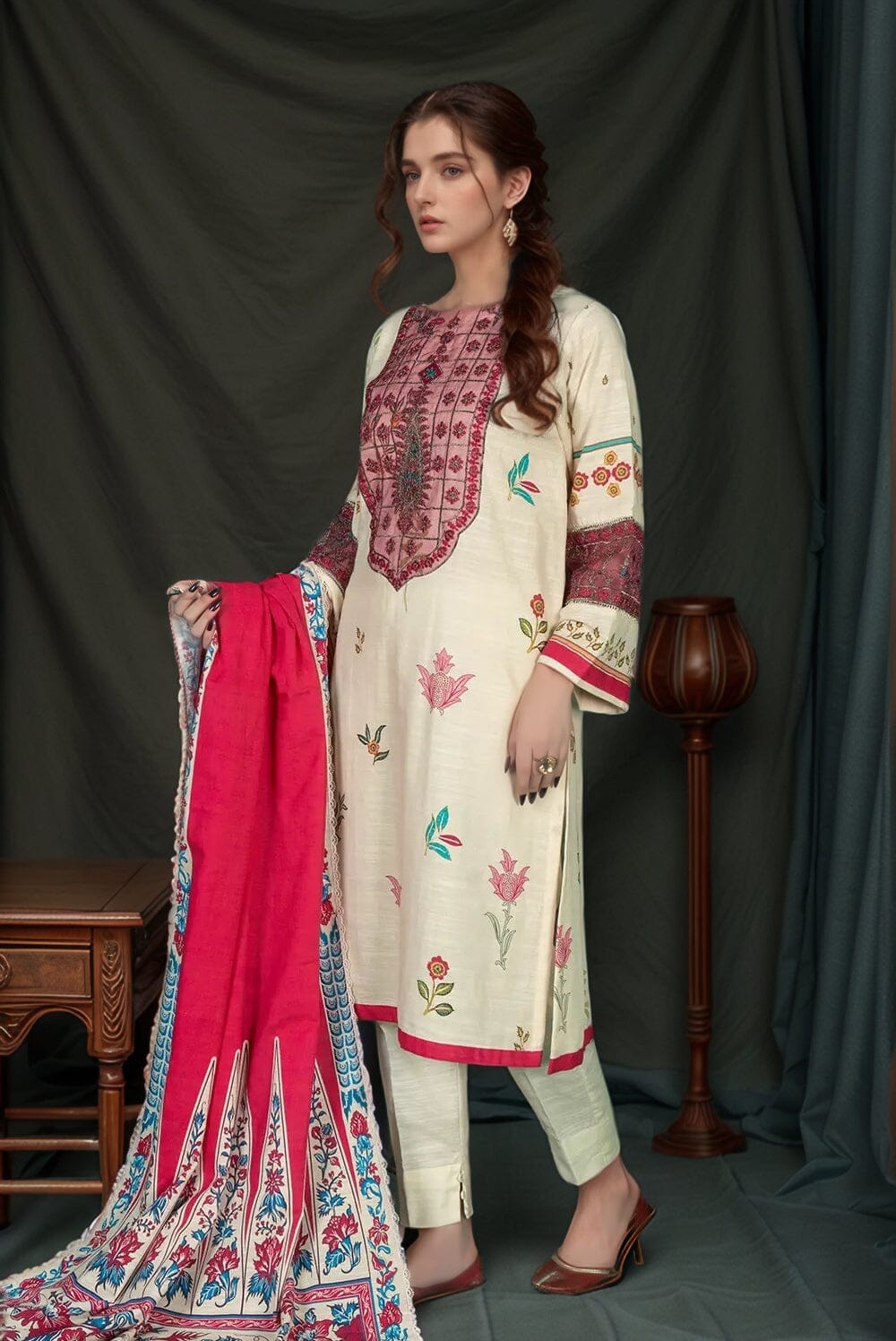 3PC Embroidered Unstitched Khaddar Suit KKE-3018 Embroidered KHAS STORES