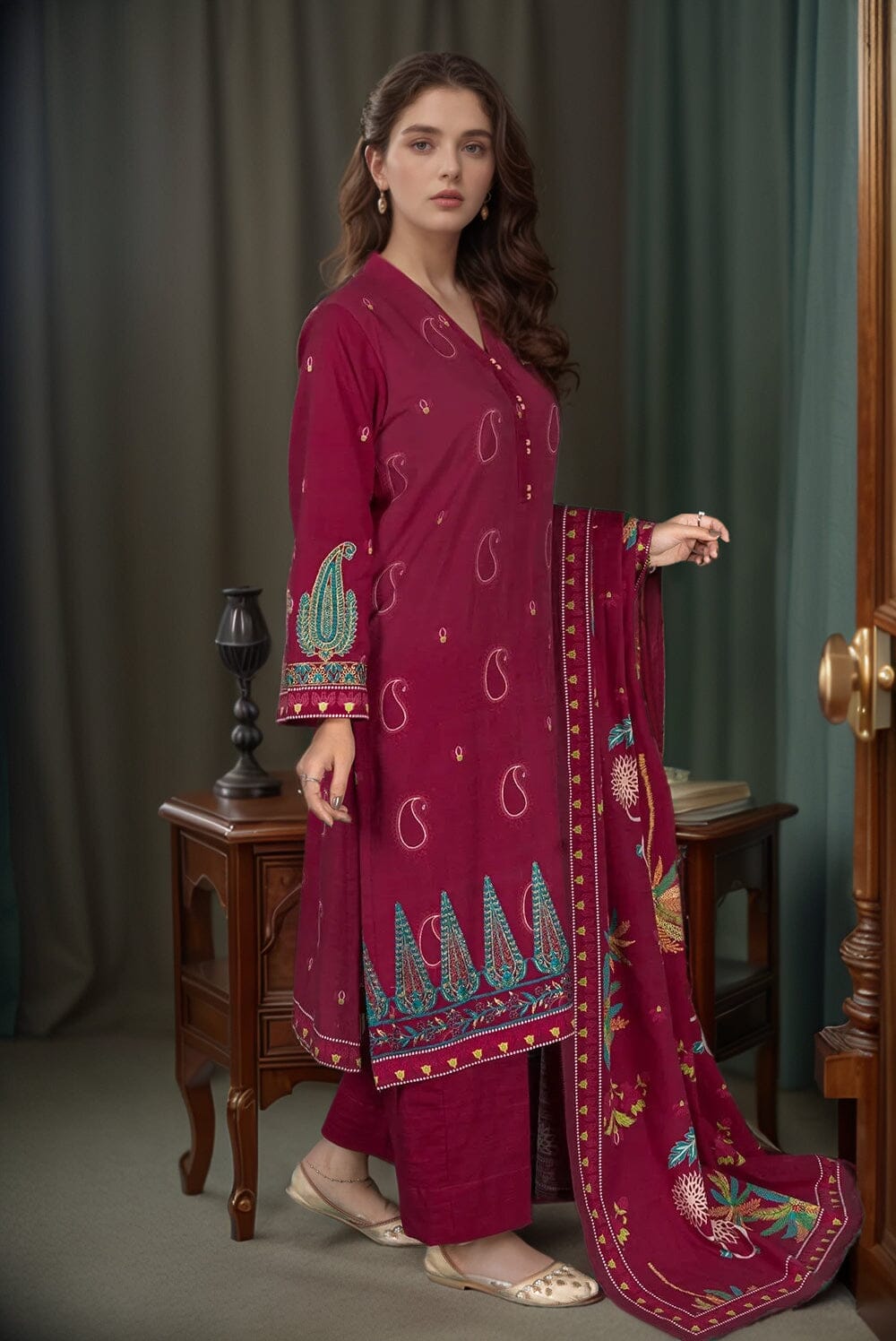 3PC Embroidered Unstitched Khaddar Suit KKE-3020 Embroidered KHAS STORES