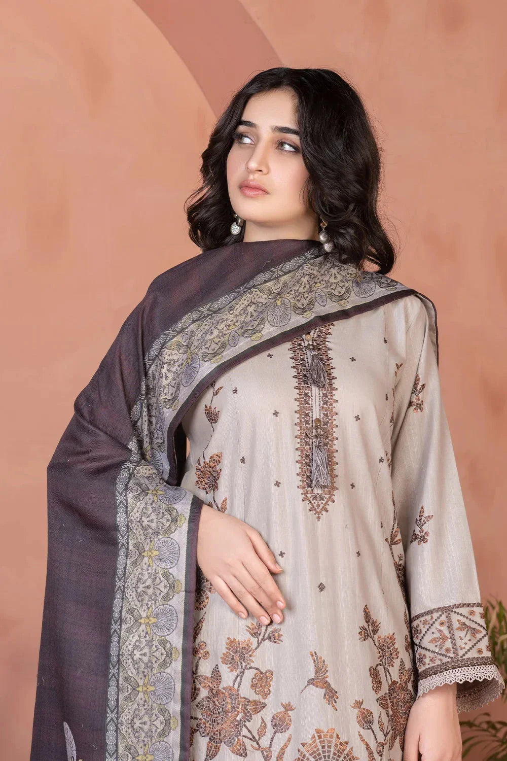 3PC Embroidered Unstitched Khaddar Suit KKHE-3635 Embroidered KHAS STORES