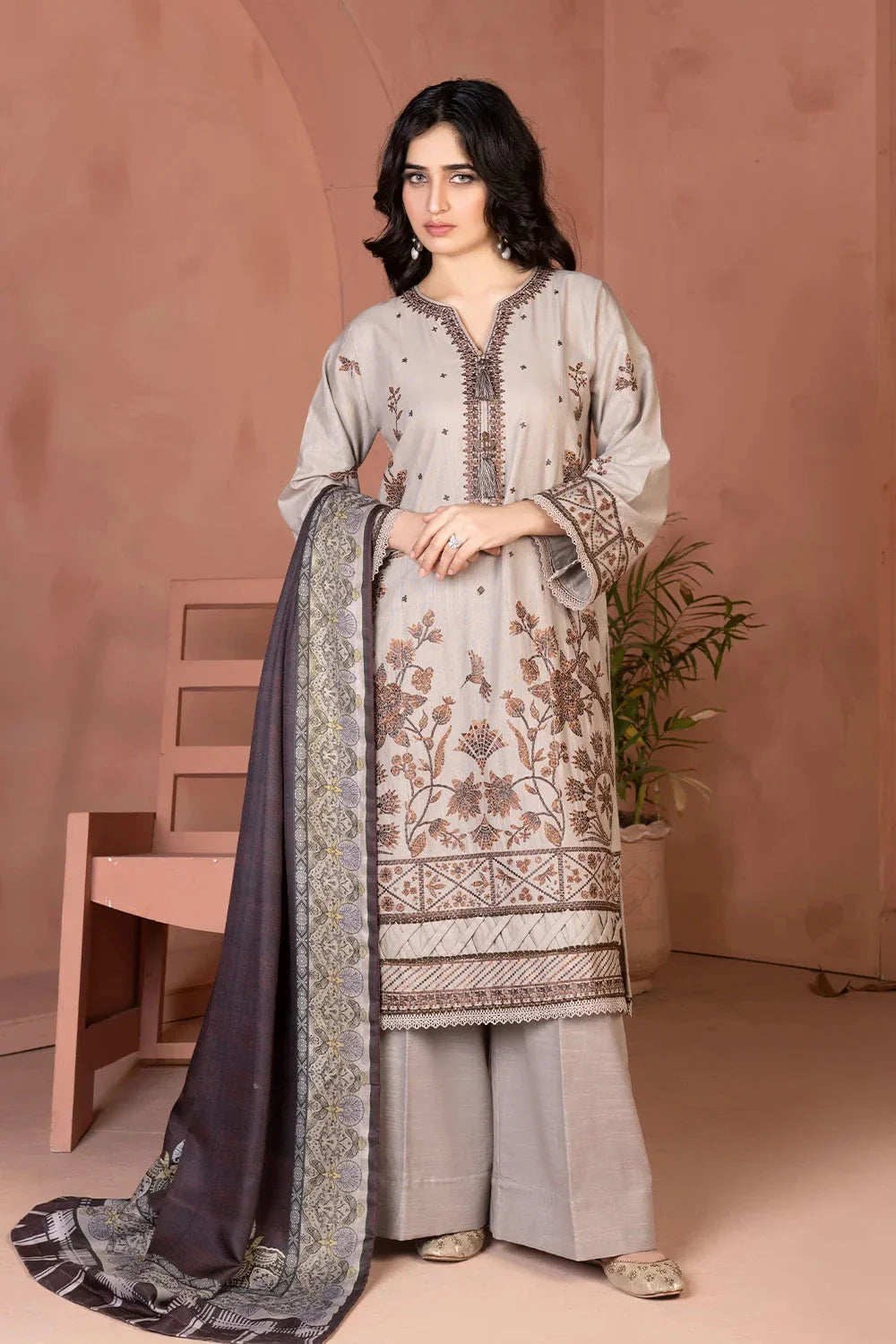 3PC Embroidered Unstitched Khaddar Suit KKHE-3635 Embroidered KHAS STORES