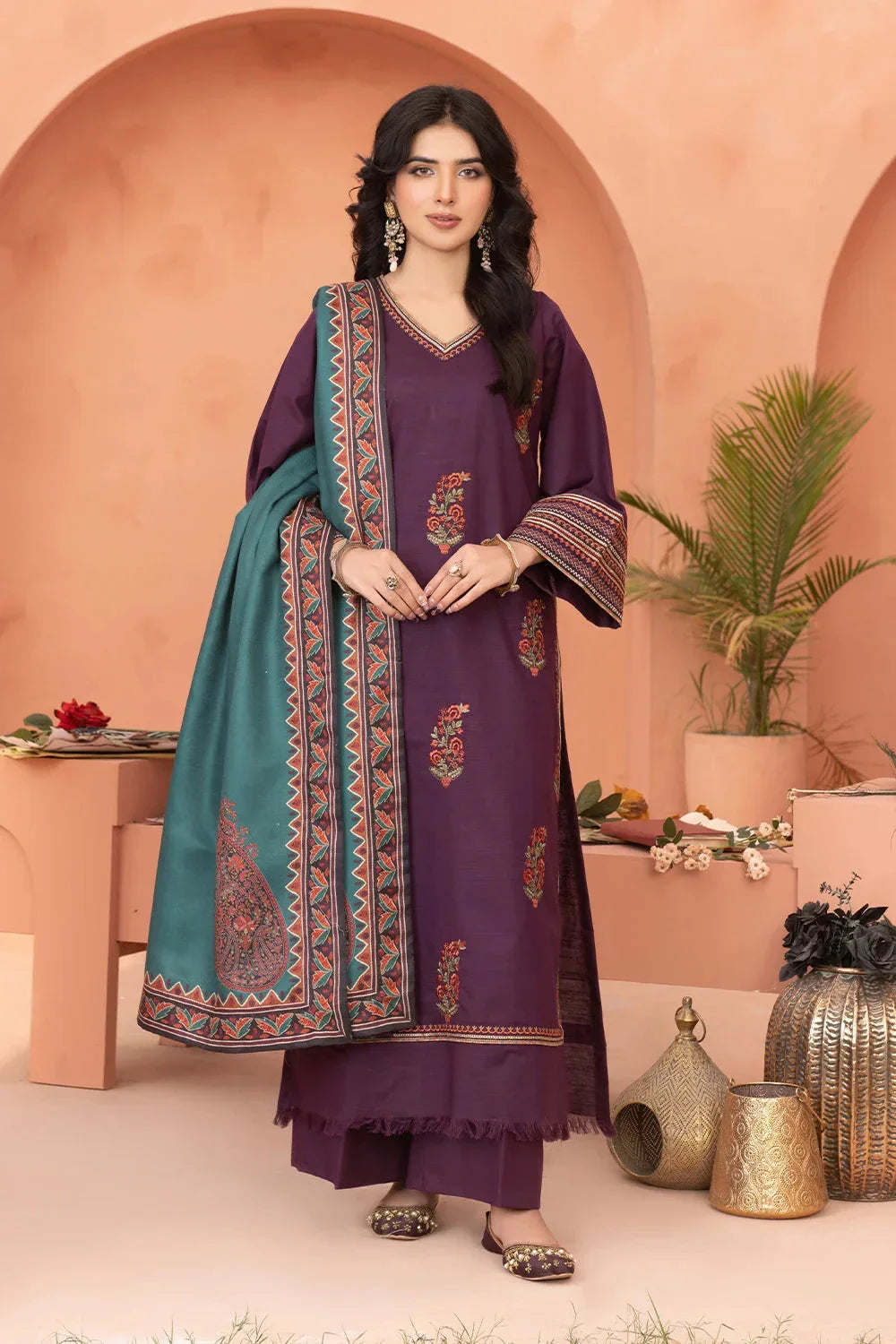 3PC Embroidered Unstitched Khaddar Suit KKHE-3661 Embroidered KHAS STORES